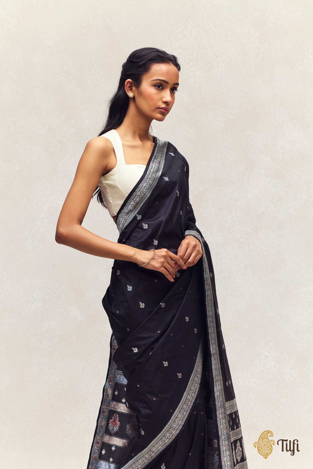 Black Pure Katan Silk Banarasi Handloom Saree