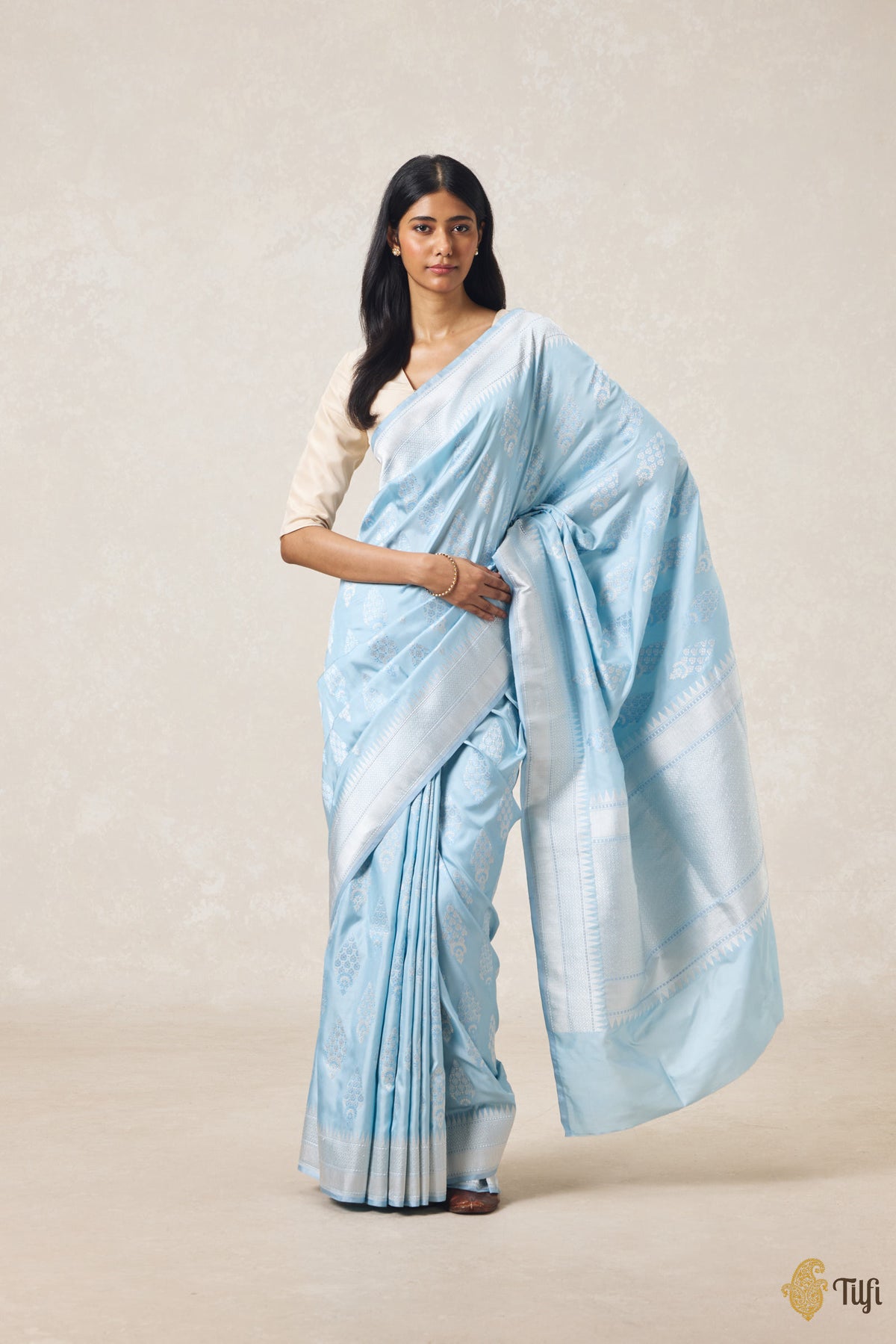 Light Blue Pure Ektara Silk Banarasi Handloom Saree