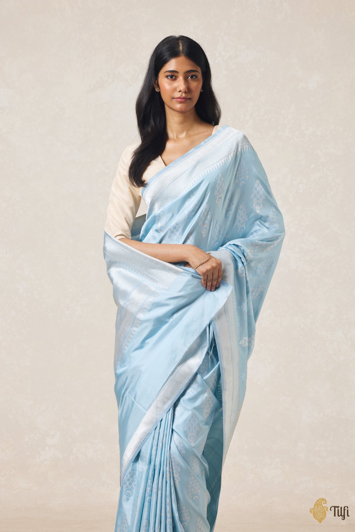 Light Blue Pure Ektara Silk Banarasi Handloom Saree