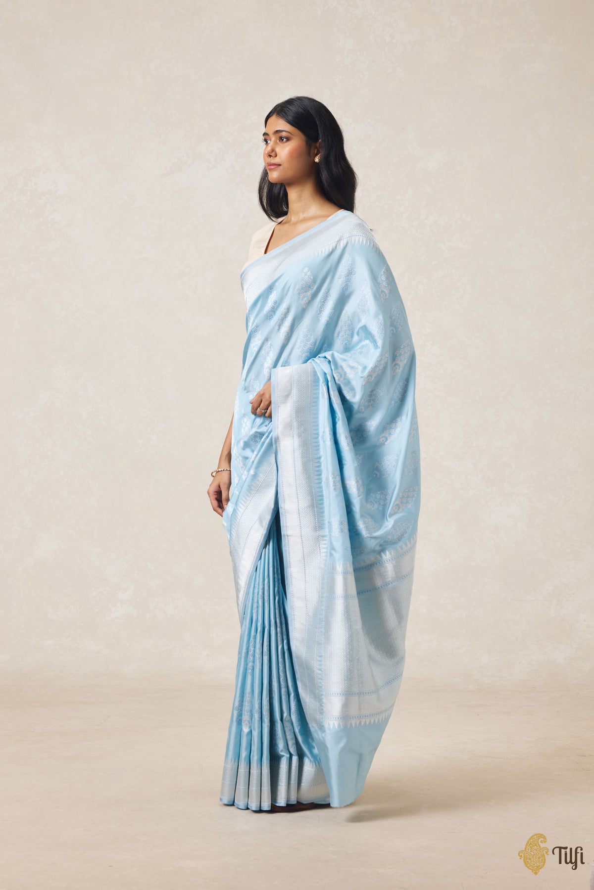 Light Blue Pure Ektara Silk Banarasi Handloom Saree