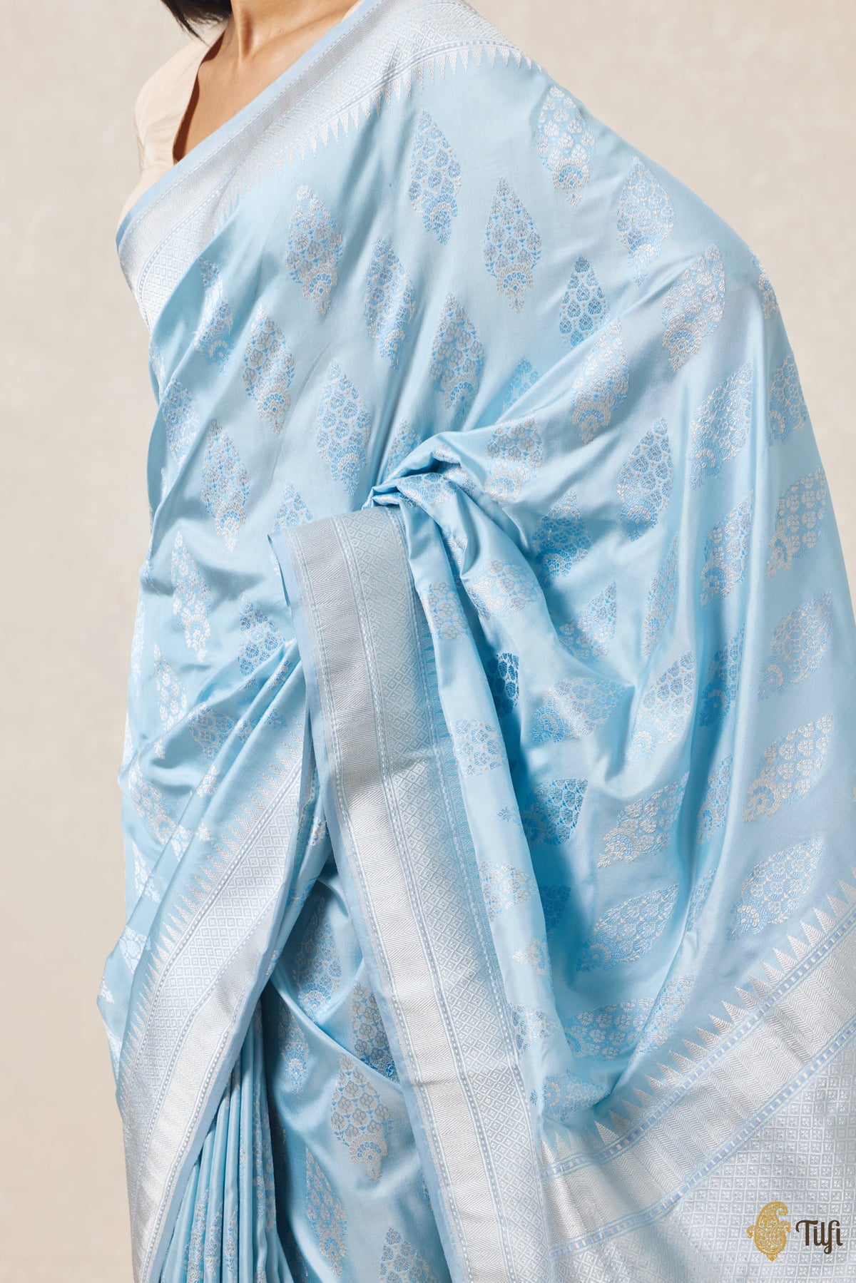 Light Blue Pure Ektara Silk Banarasi Handloom Saree