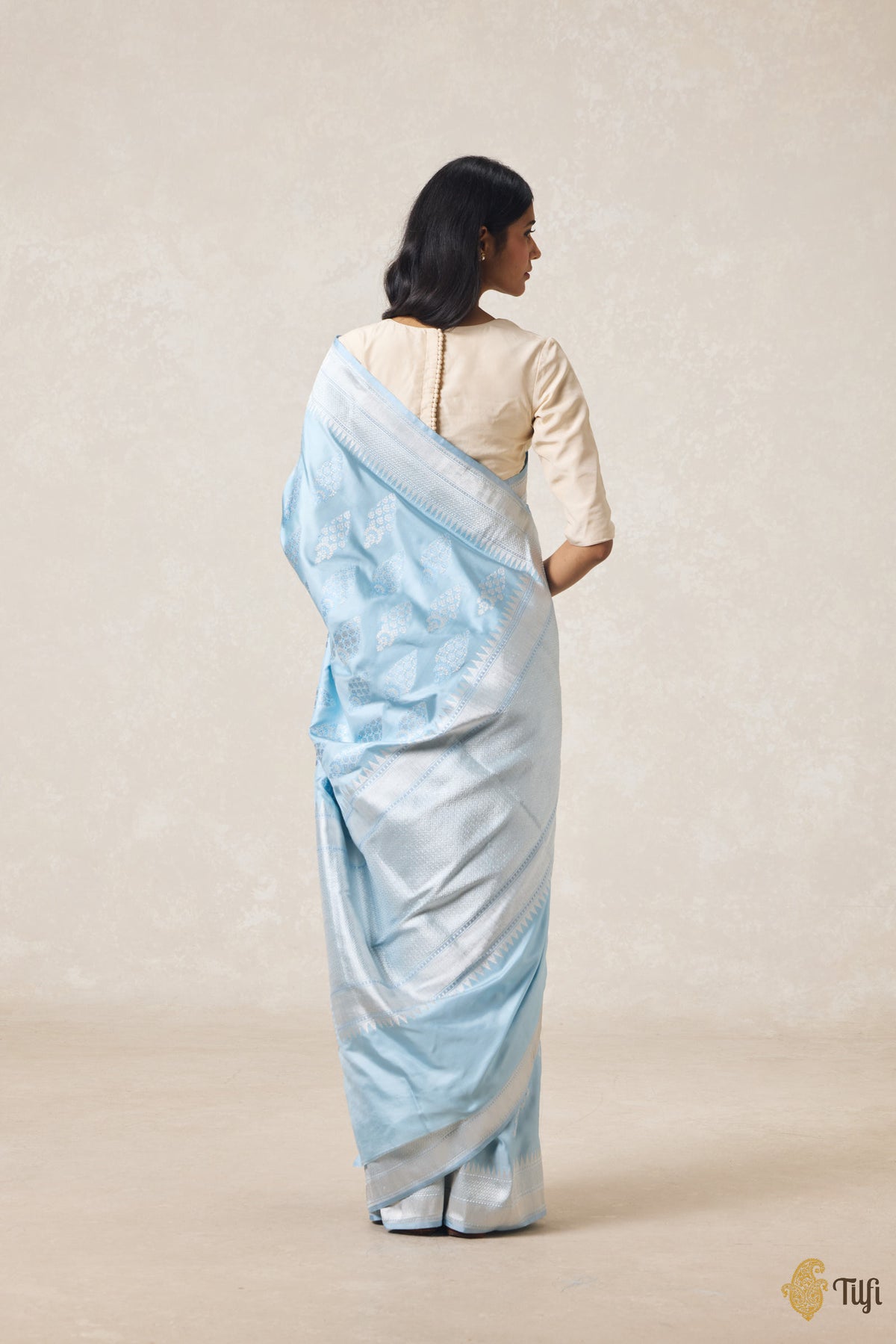 Light Blue Pure Ektara Silk Banarasi Handloom Saree