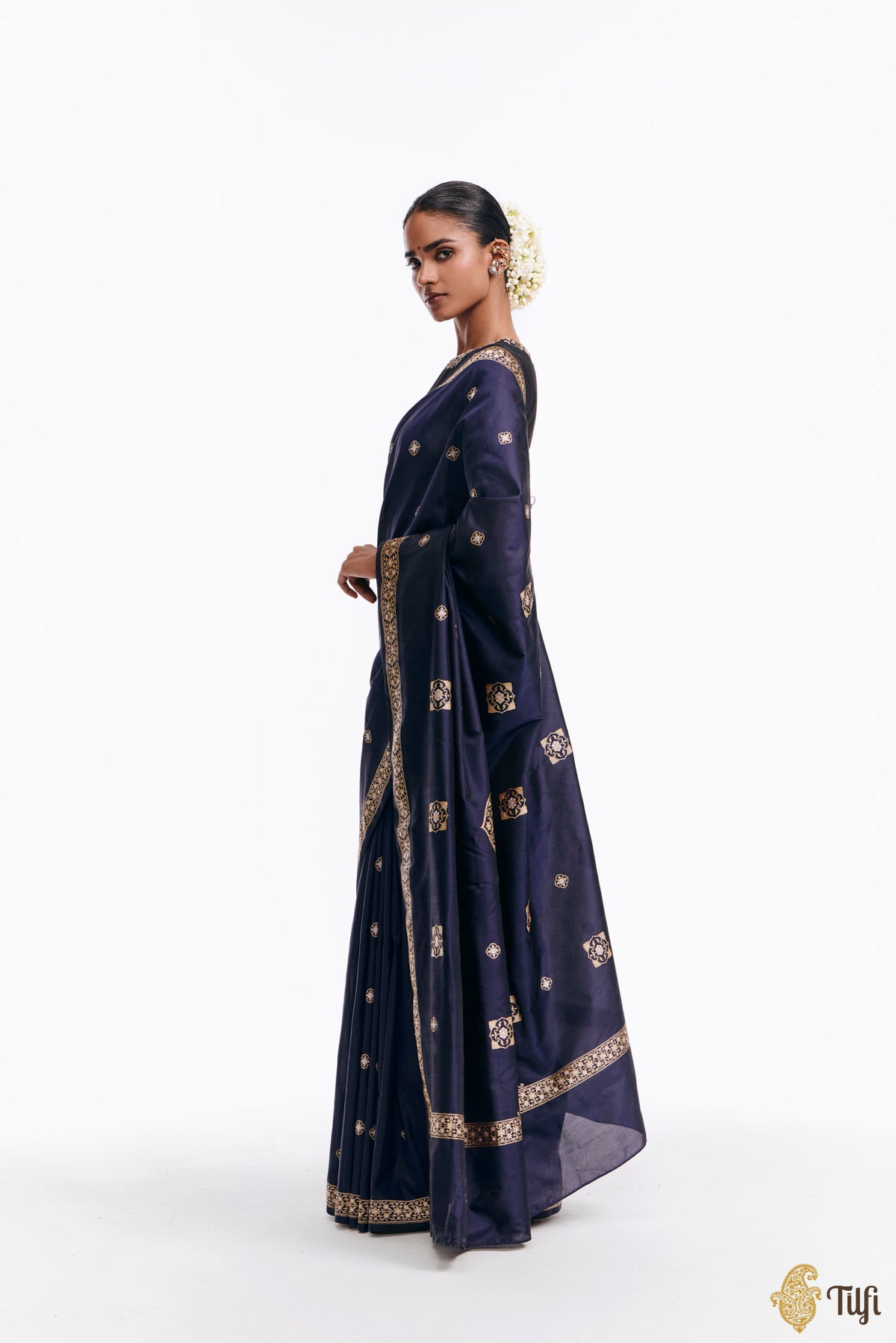 'Alaka' Blue Pure Katan Silk Banarasi Handloom Saree