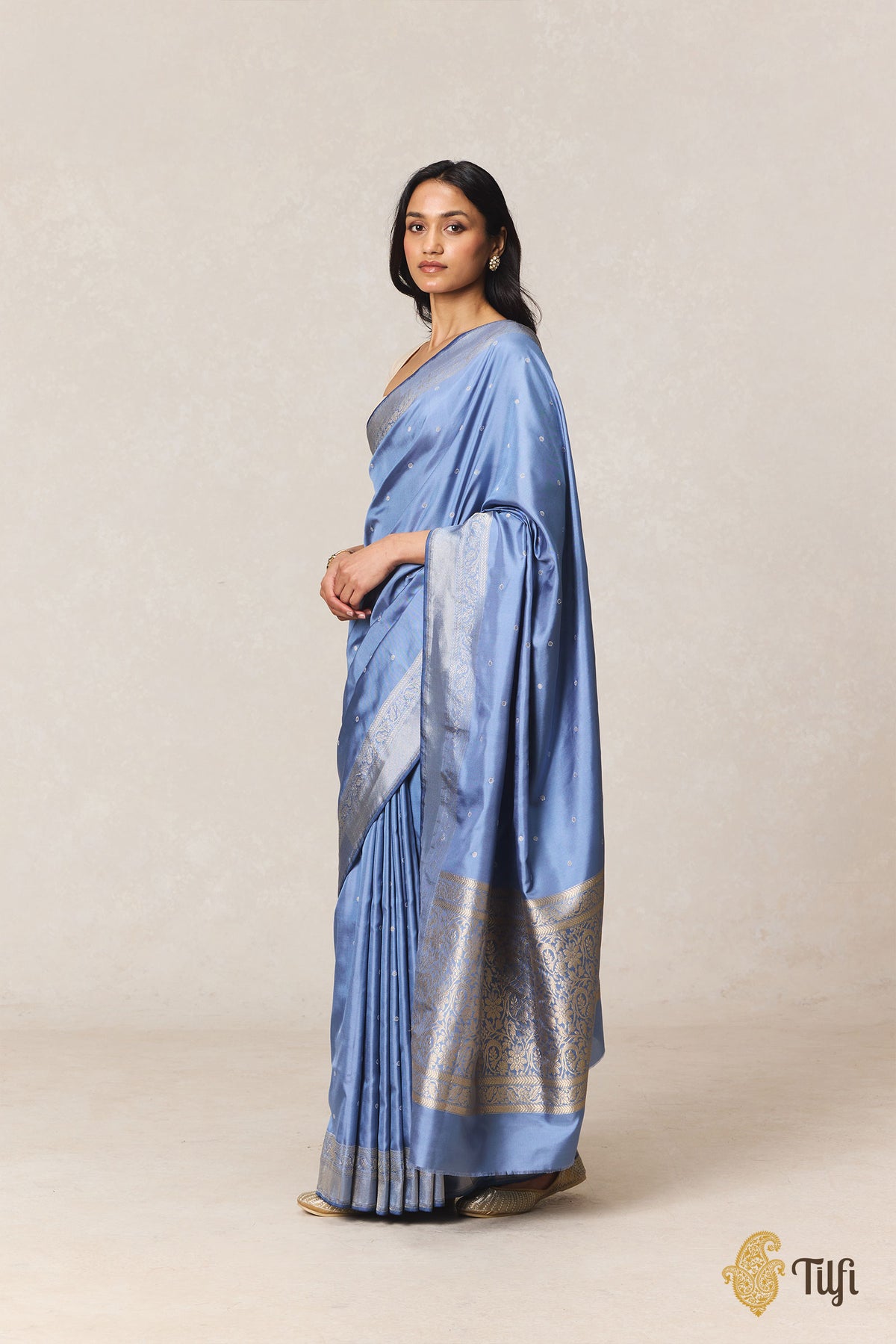 Blue Pure Ektara Katan Silk Banarasi Handloom Saree