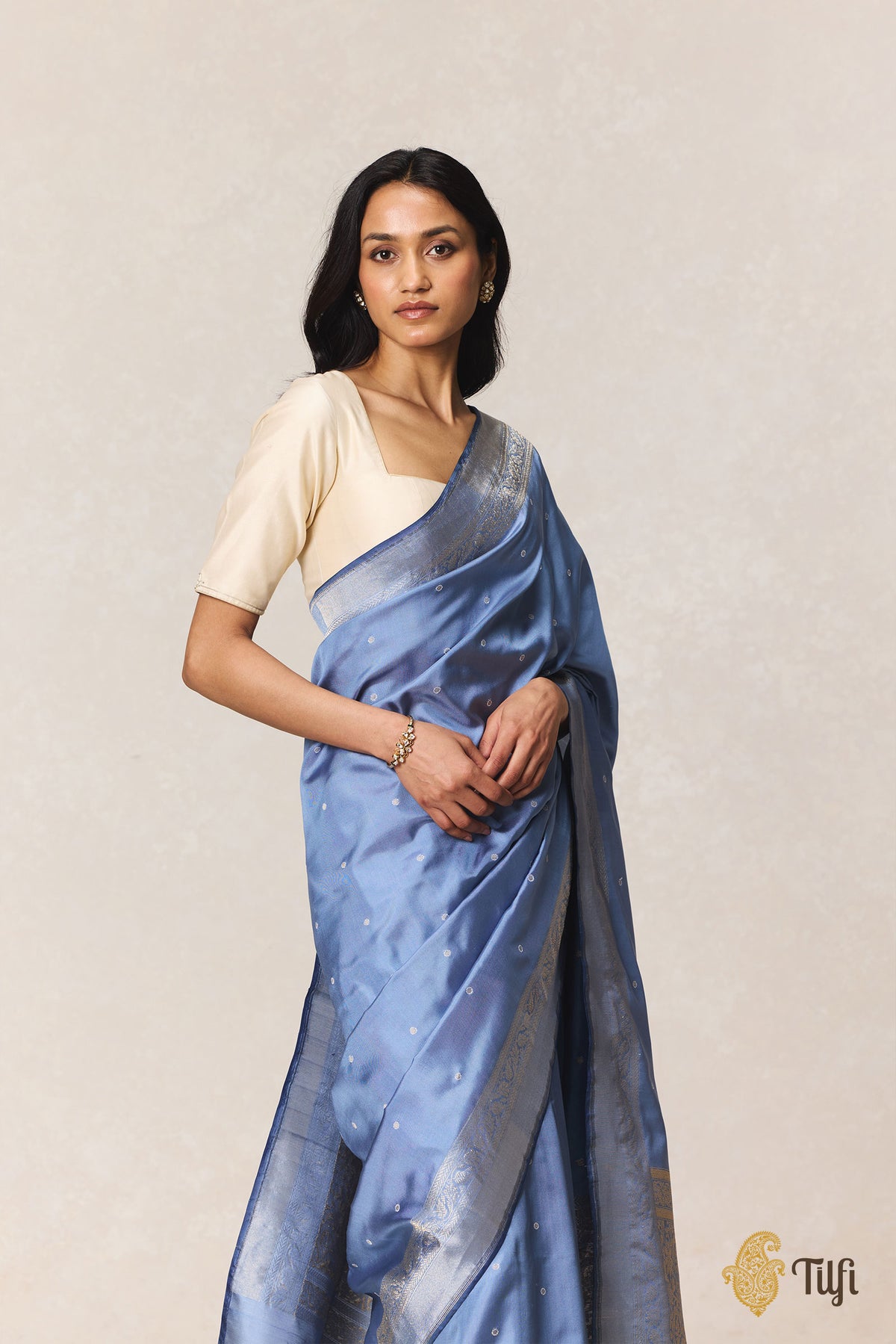 Blue Pure Ektara Katan Silk Banarasi Handloom Saree