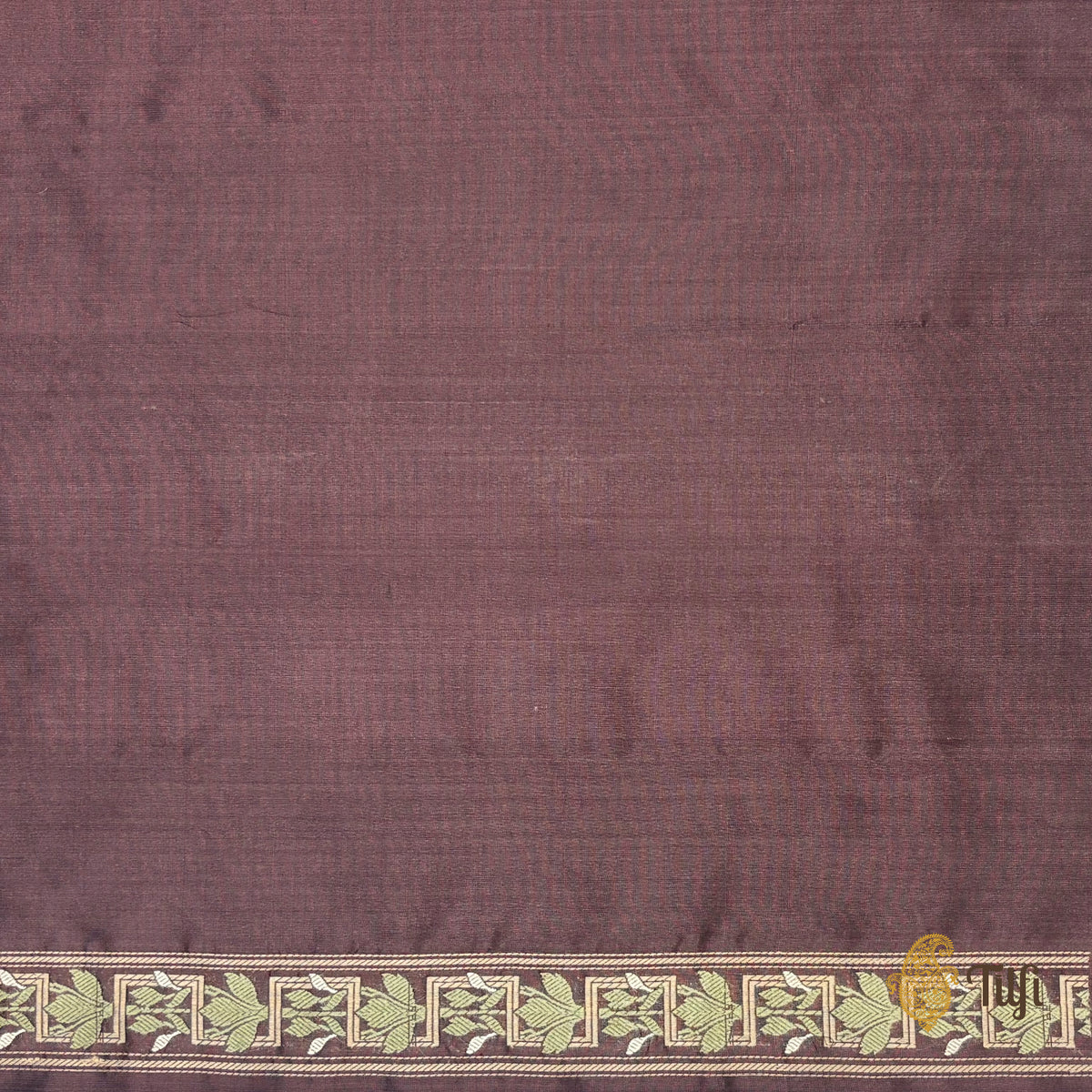 'Flora' Brown Pure Katan Gheecha Silk Banarasi Handloom Saree