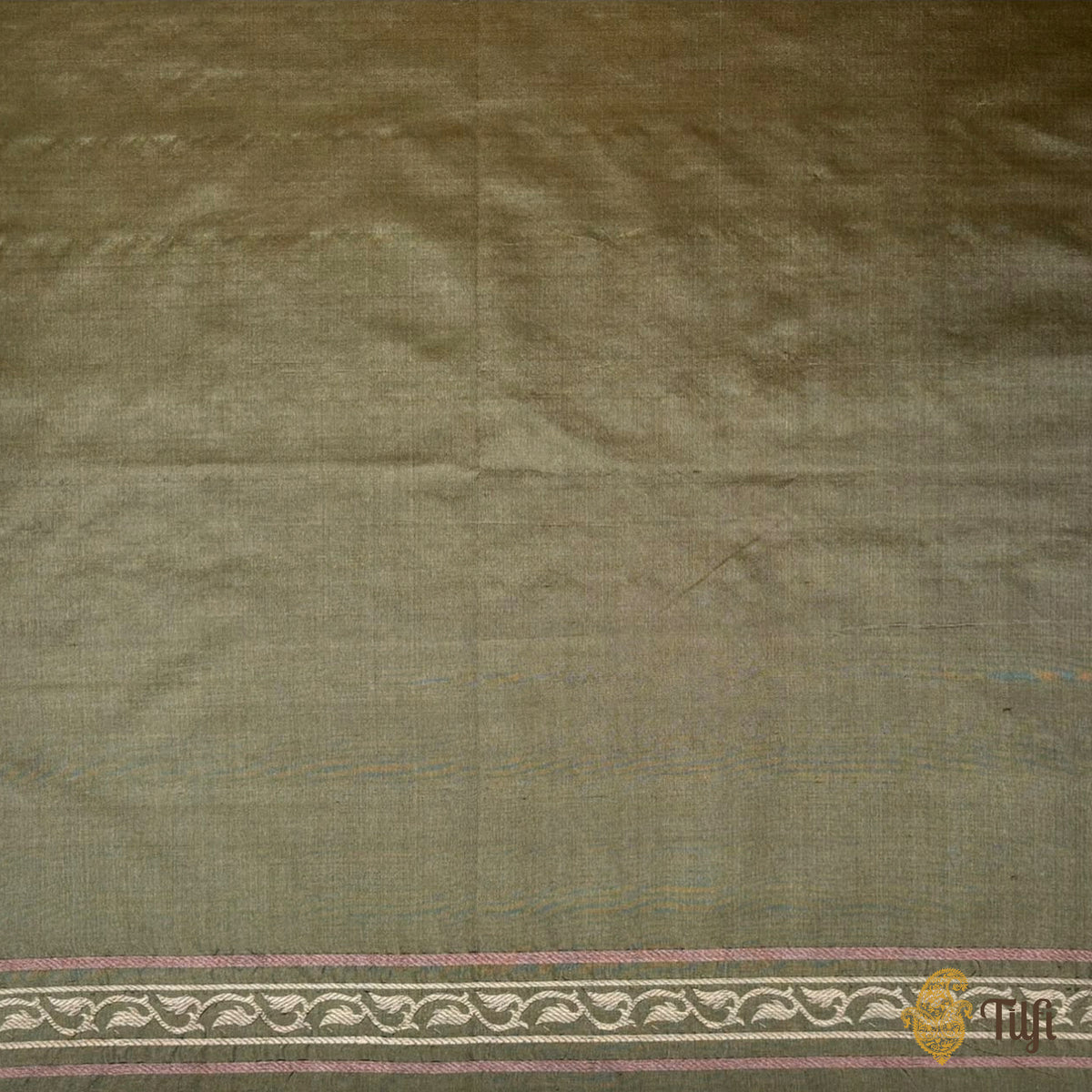 'Rosa' Olive Green Pure Katan Gheecha Silk Banarasi Handloom Saree