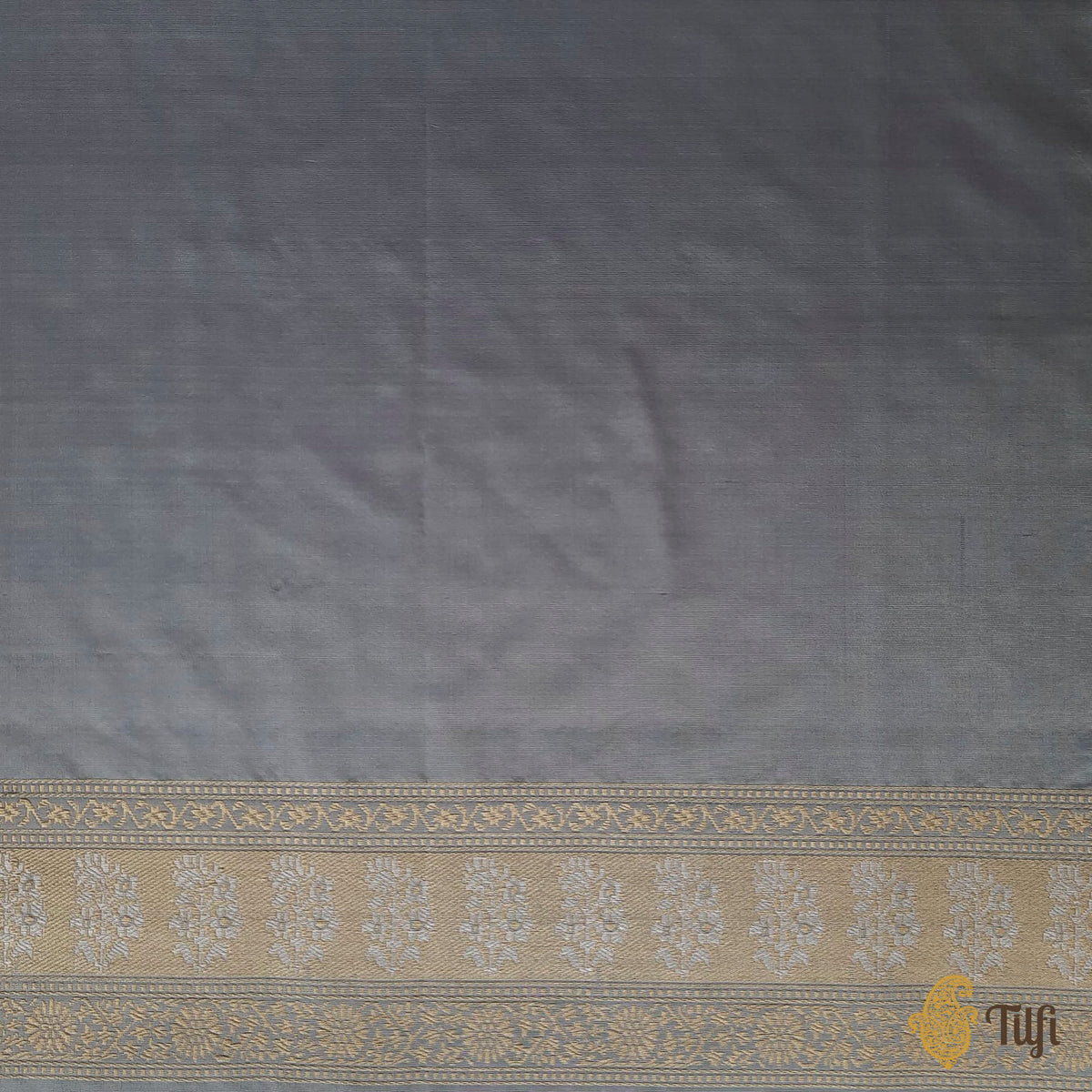 Grey Pure Katan Silk Banarasi Handloom Saree