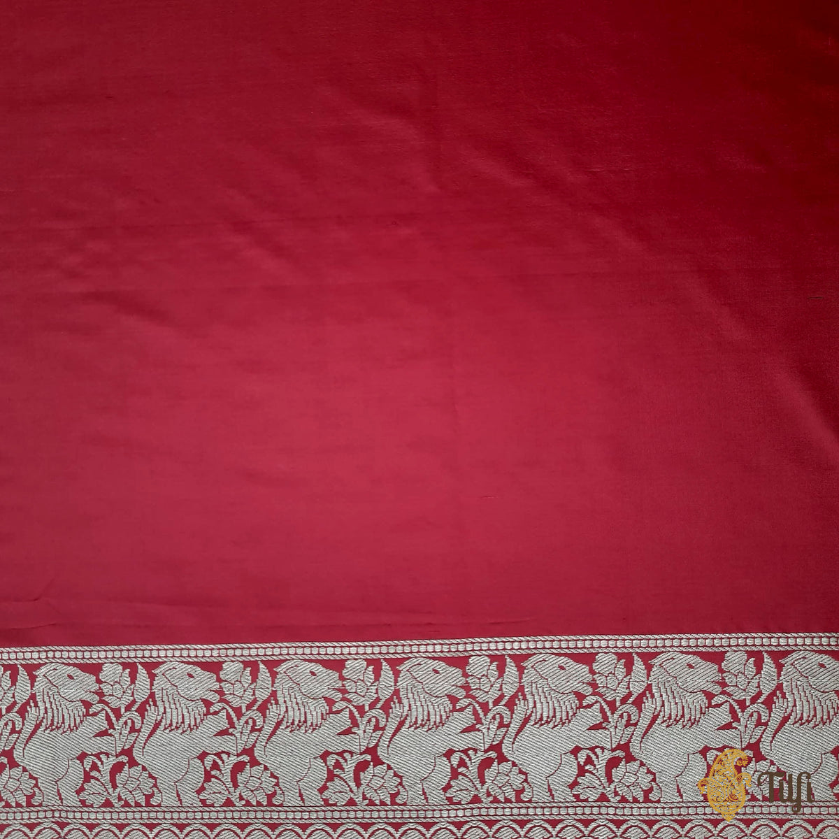 Deep Red Pure Katan Silk Banarasi Handloom Saree