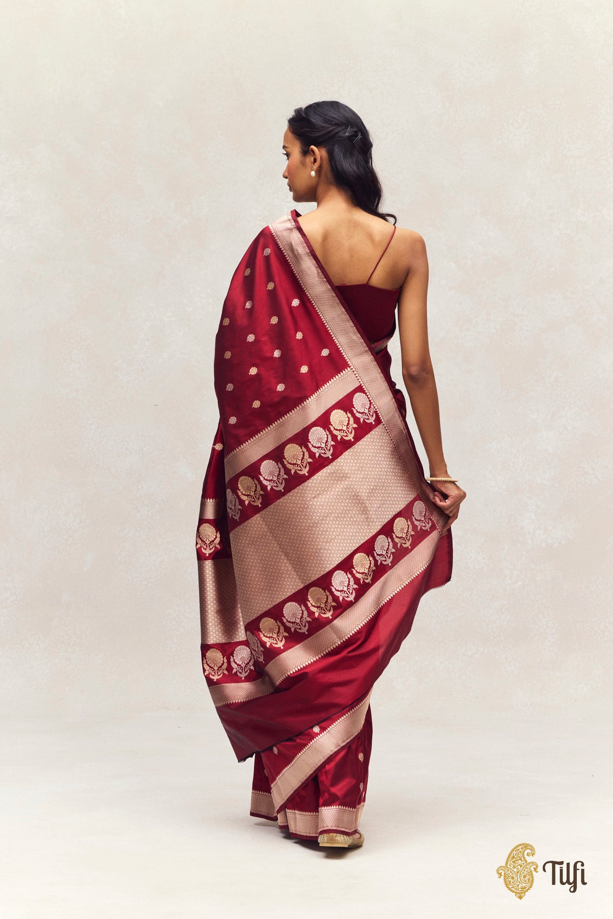 Maroon Pure Katan Silk Banarasi Handloom Saree