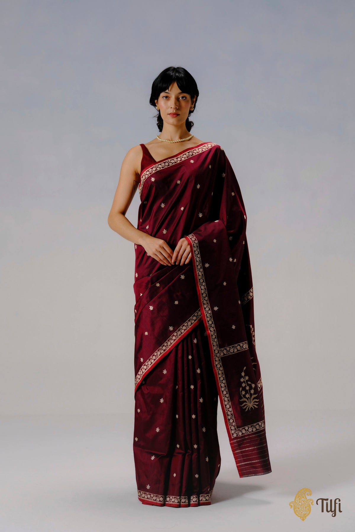 'Ada' Maroon Pure Katan Silk Banarasi Handloom Saree