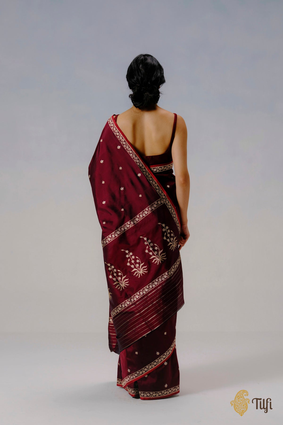 'Ada' Maroon Pure Katan Silk Banarasi Handloom Saree