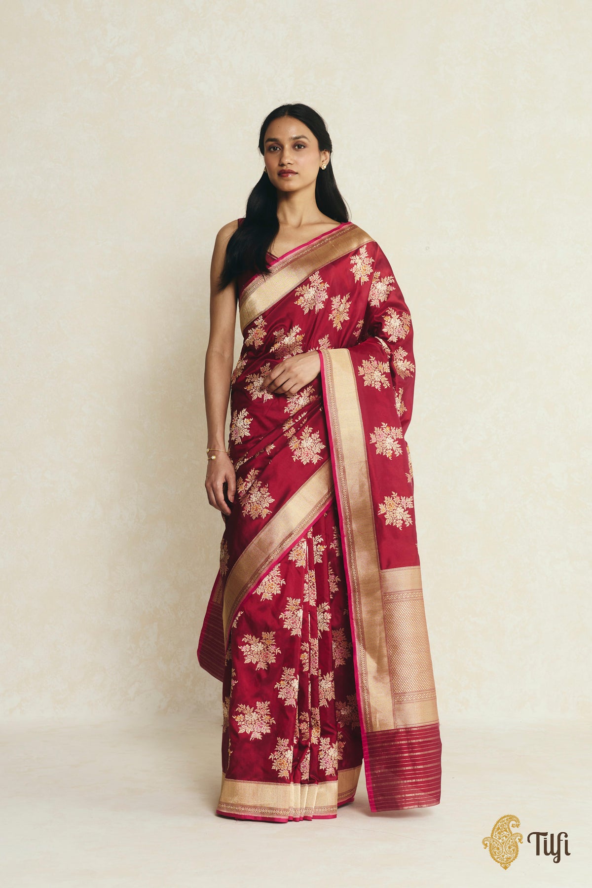 Maroon Pure Katan Silk Banarasi Kadwa Handloom Saree