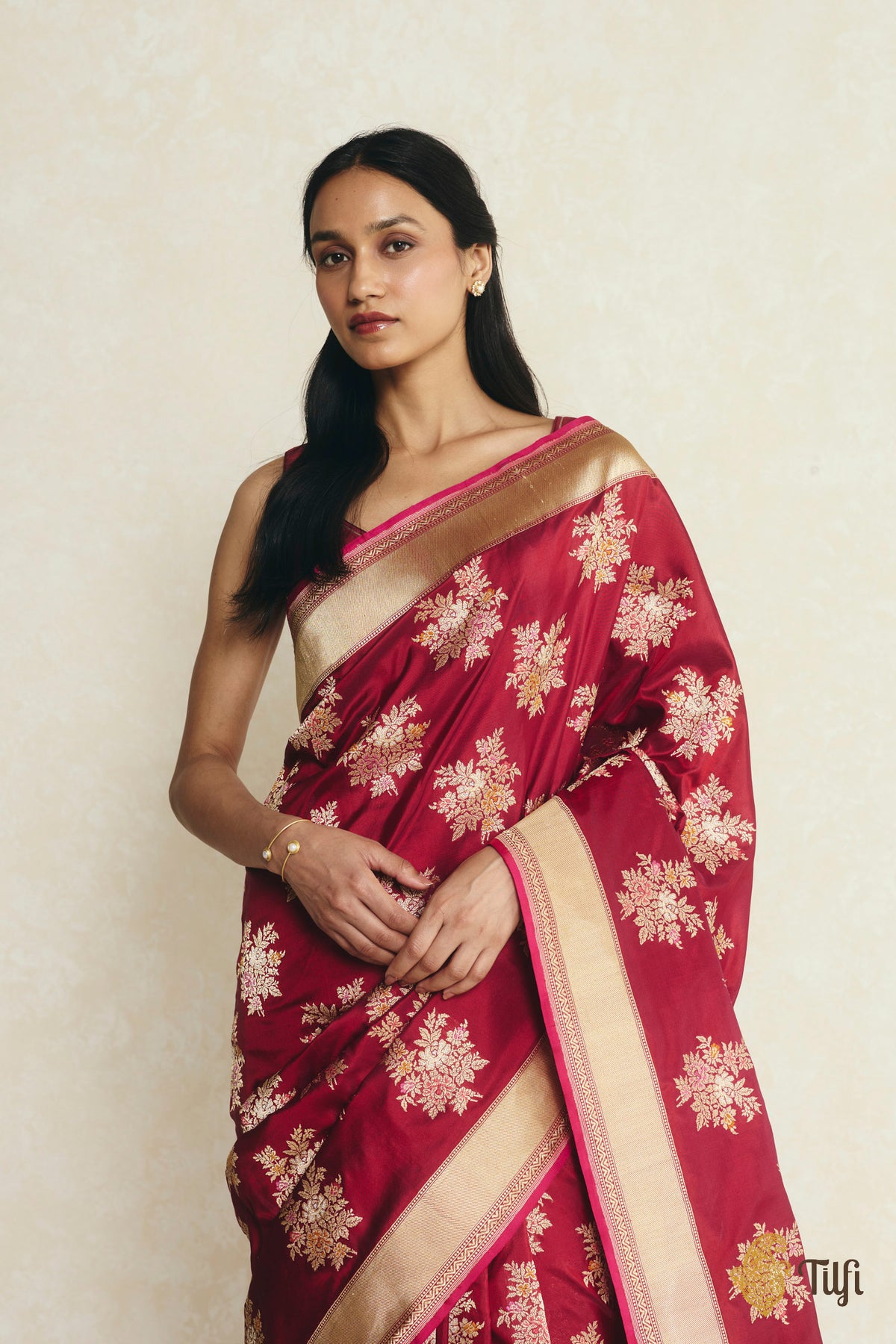 Maroon Pure Katan Silk Banarasi Kadwa Handloom Saree