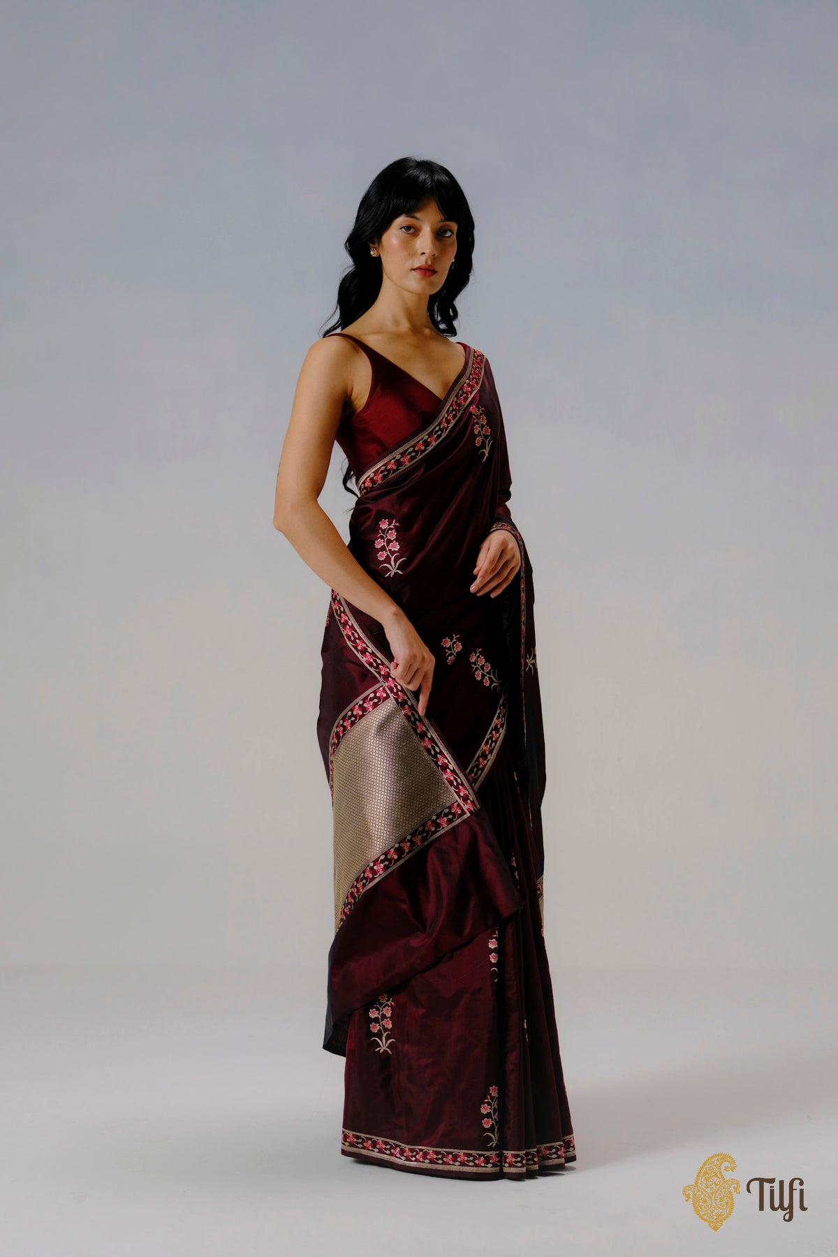 'Vanda' Maroon Pure Katan Silk Banarasi Handloom Saree