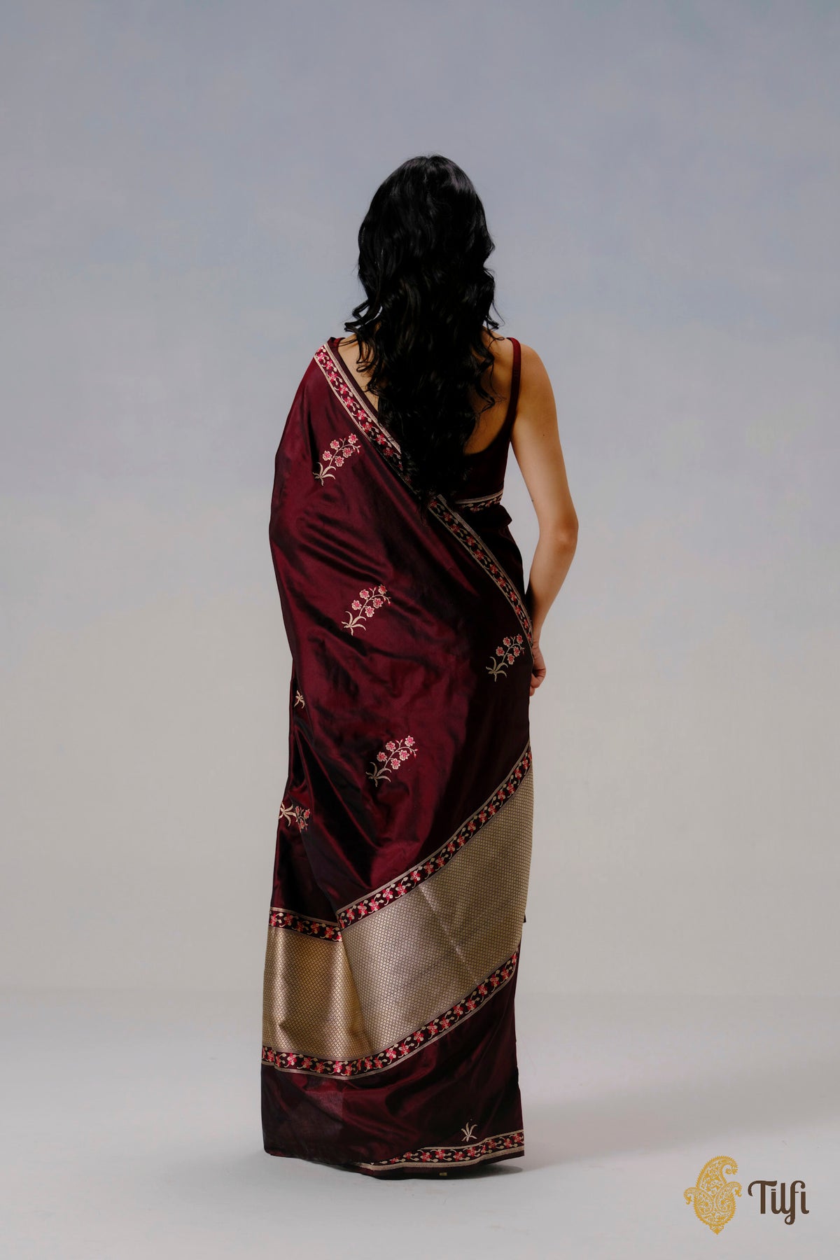 'Vanda' Maroon Pure Katan Silk Banarasi Handloom Saree