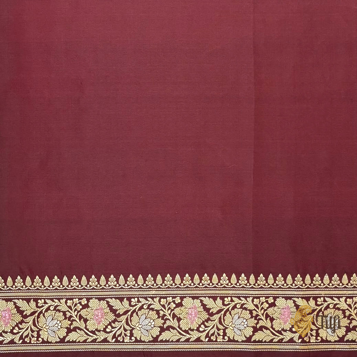 'Scattered Light' Deep Maroon Katan Silk Saree