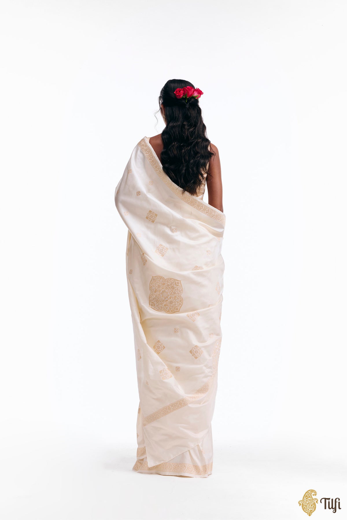 'Alaka' Off White Pure Katan Silk Banarasi Handloom Saree