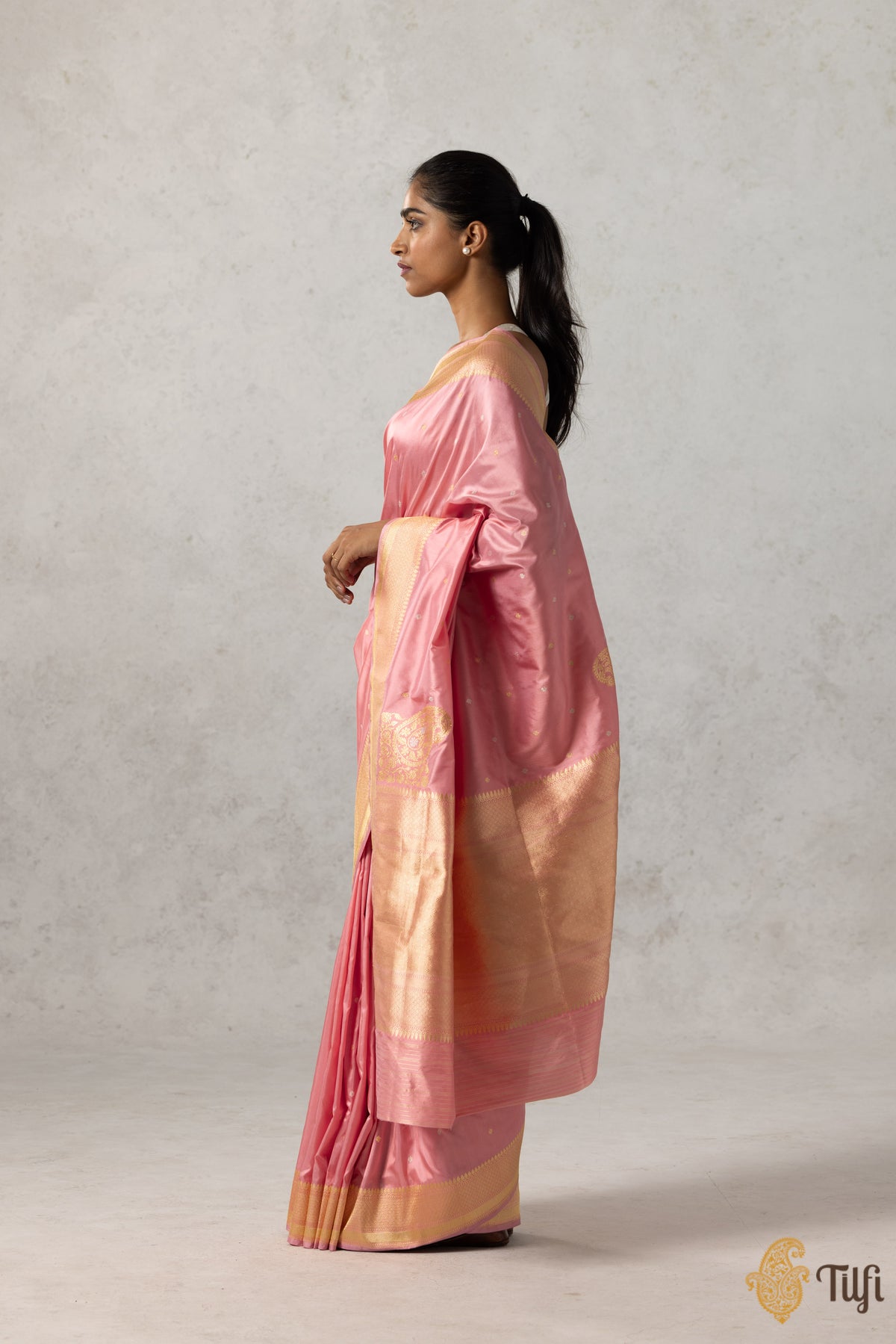 Soft Pink Pure Katan Silk Banarasi Handloom Saree