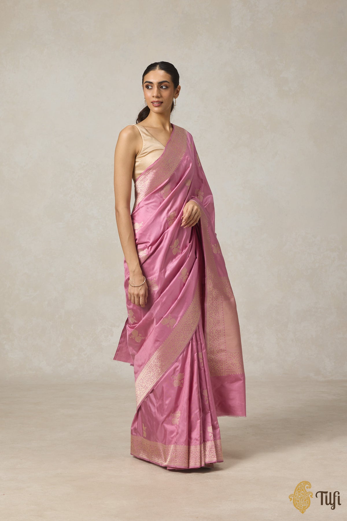 Pink Pure Katan Silk Banarasi Handloom Saree