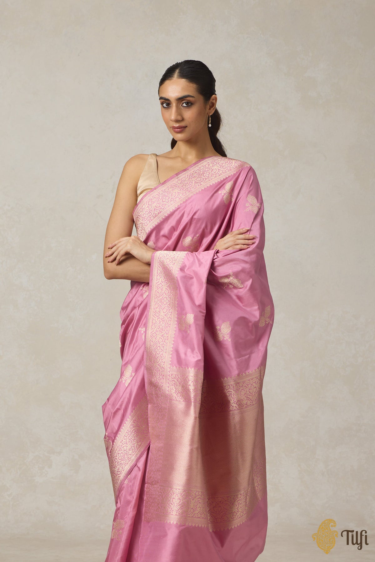 Pink Pure Katan Silk Banarasi Handloom Saree