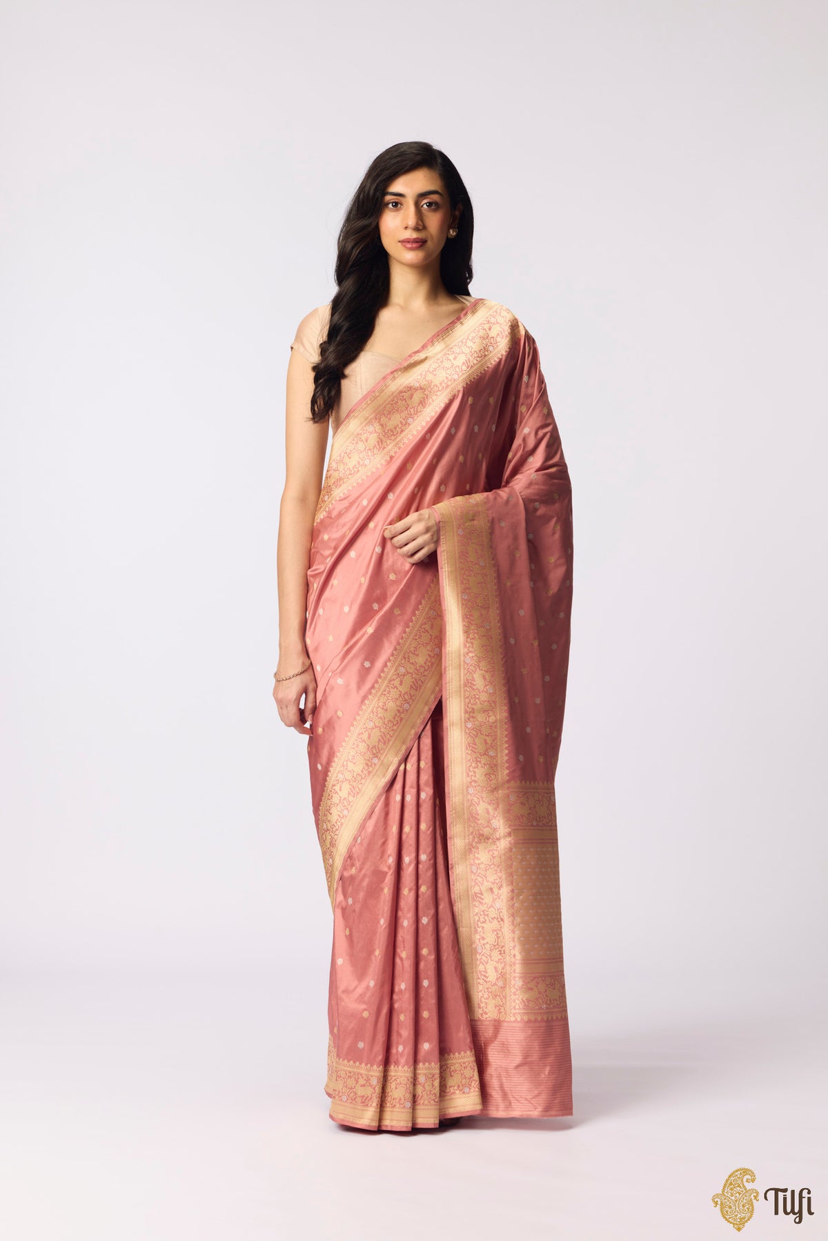 Pre-Order: 'Nayantara' Old Rose Pink Pure Katan Silk Banarasi Handloom Saree