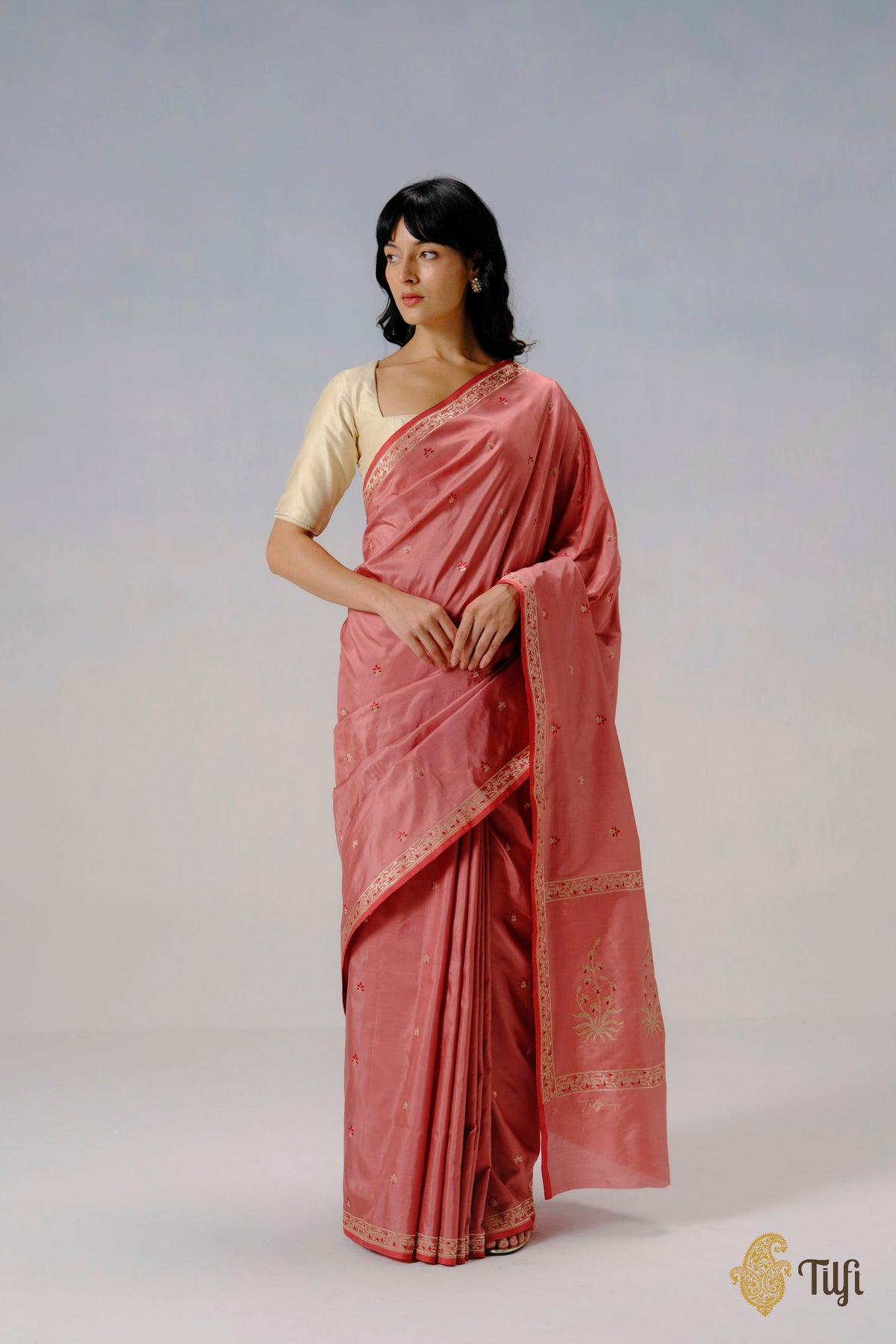 'Ada' Pink Pure Katan Silk Banarasi Handloom Saree