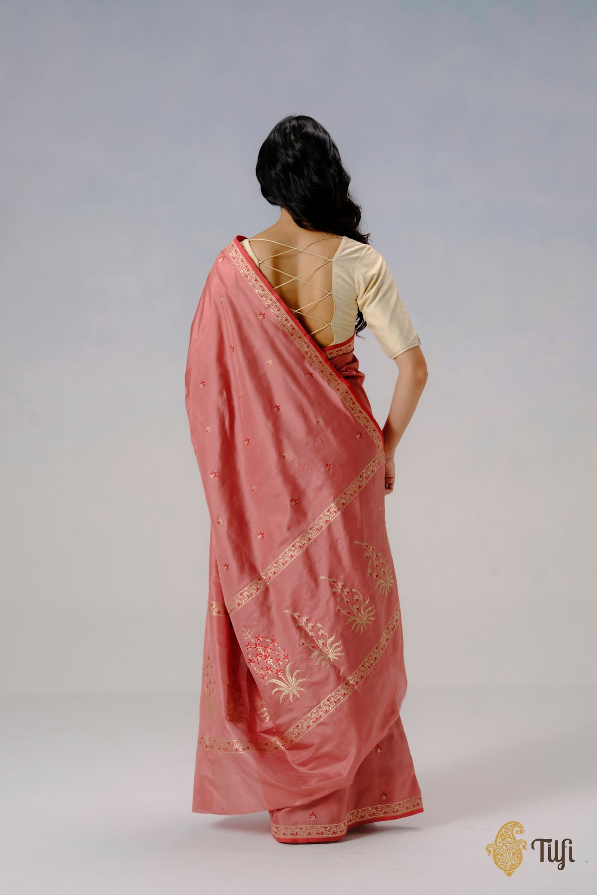 'Ada' Pink Pure Katan Silk Banarasi Handloom Saree
