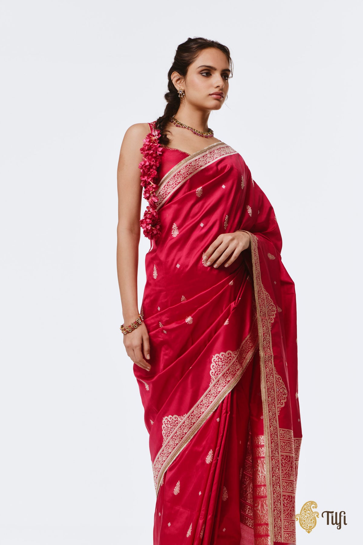 Pre-Order: 'Chitralekha' Rani Pink Pure Katan Silk Banarasi Handloom Saree
