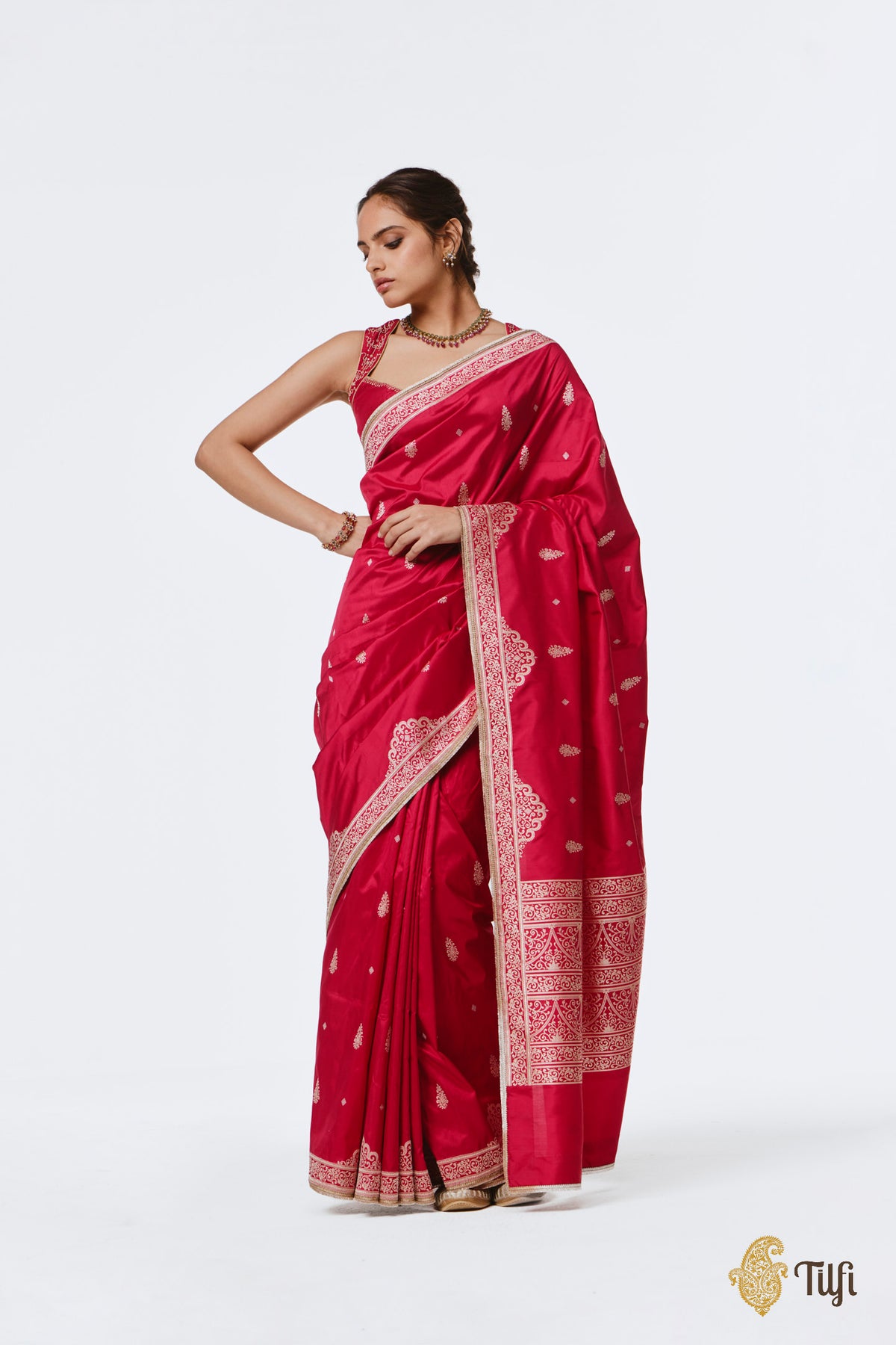 Pre-Order: 'Chitralekha' Rani Pink Pure Katan Silk Banarasi Handloom Saree