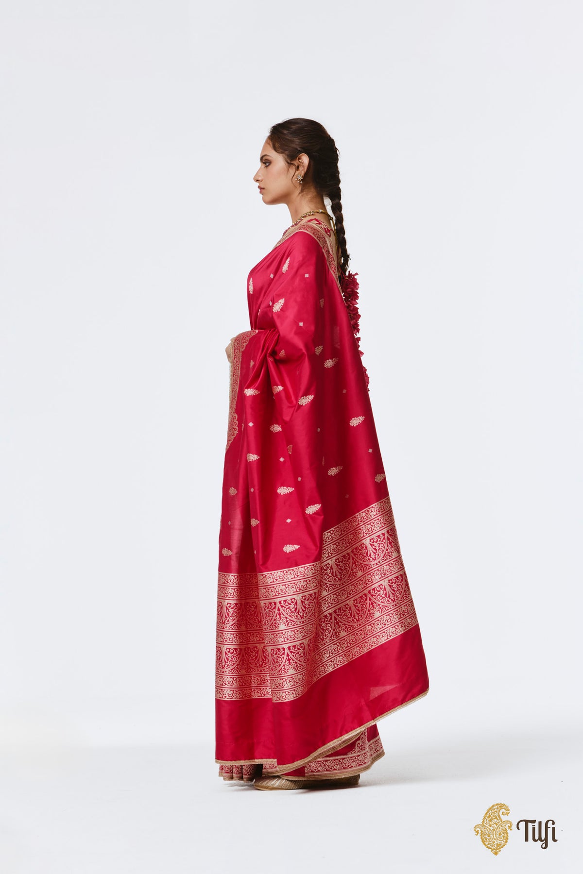 Pre-Order: 'Chitralekha' Rani Pink Pure Katan Silk Banarasi Handloom Saree