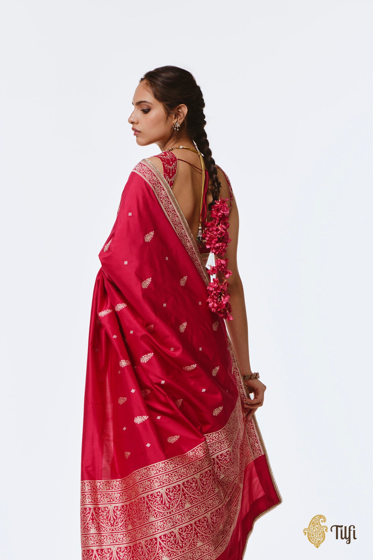 Pre-Order: 'Chitralekha' Rani Pink Pure Katan Silk Banarasi Handloom Saree