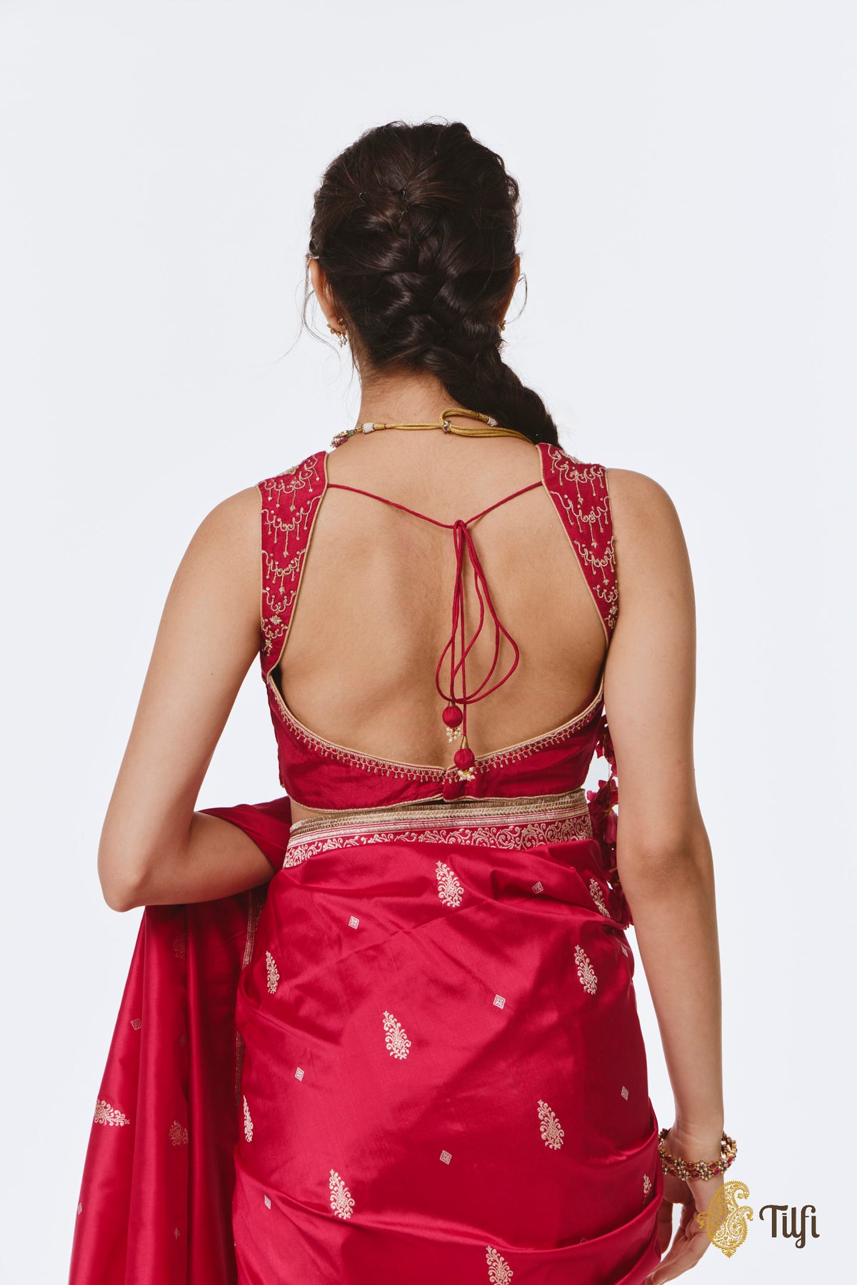 Rani Pink Raw Silk Hand-Embroidered Blouse