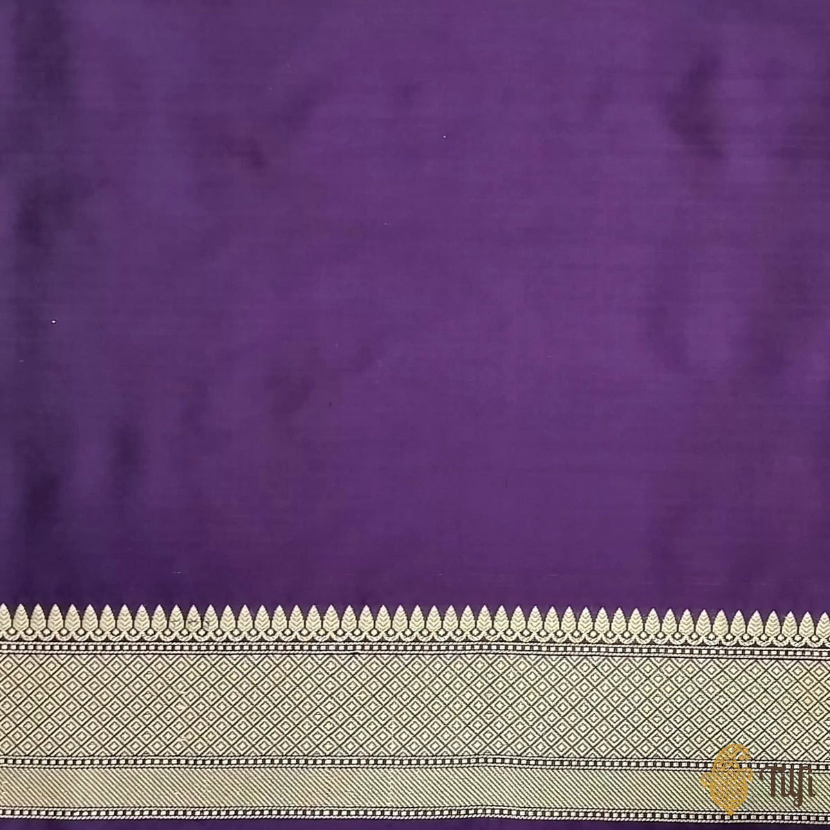 Pre-Order: Black-Purple Pure Katan Silk Banarasi Handloom Saree