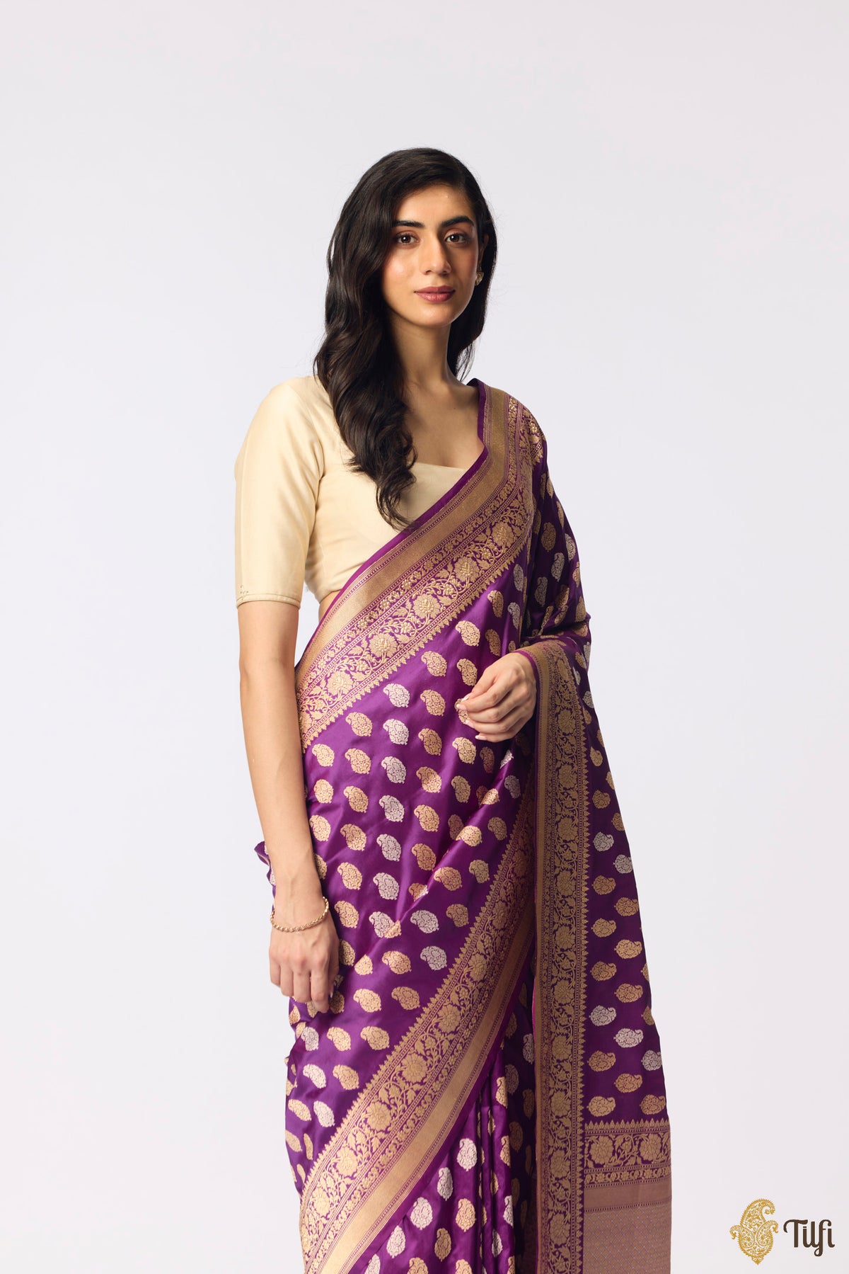 Purple Pure Katan Silk Banarasi Handloom Saree