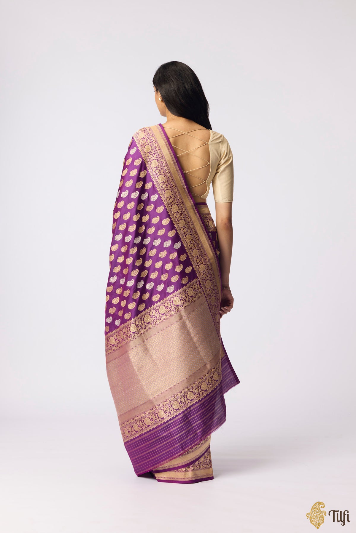 Purple Pure Katan Silk Banarasi Handloom Saree