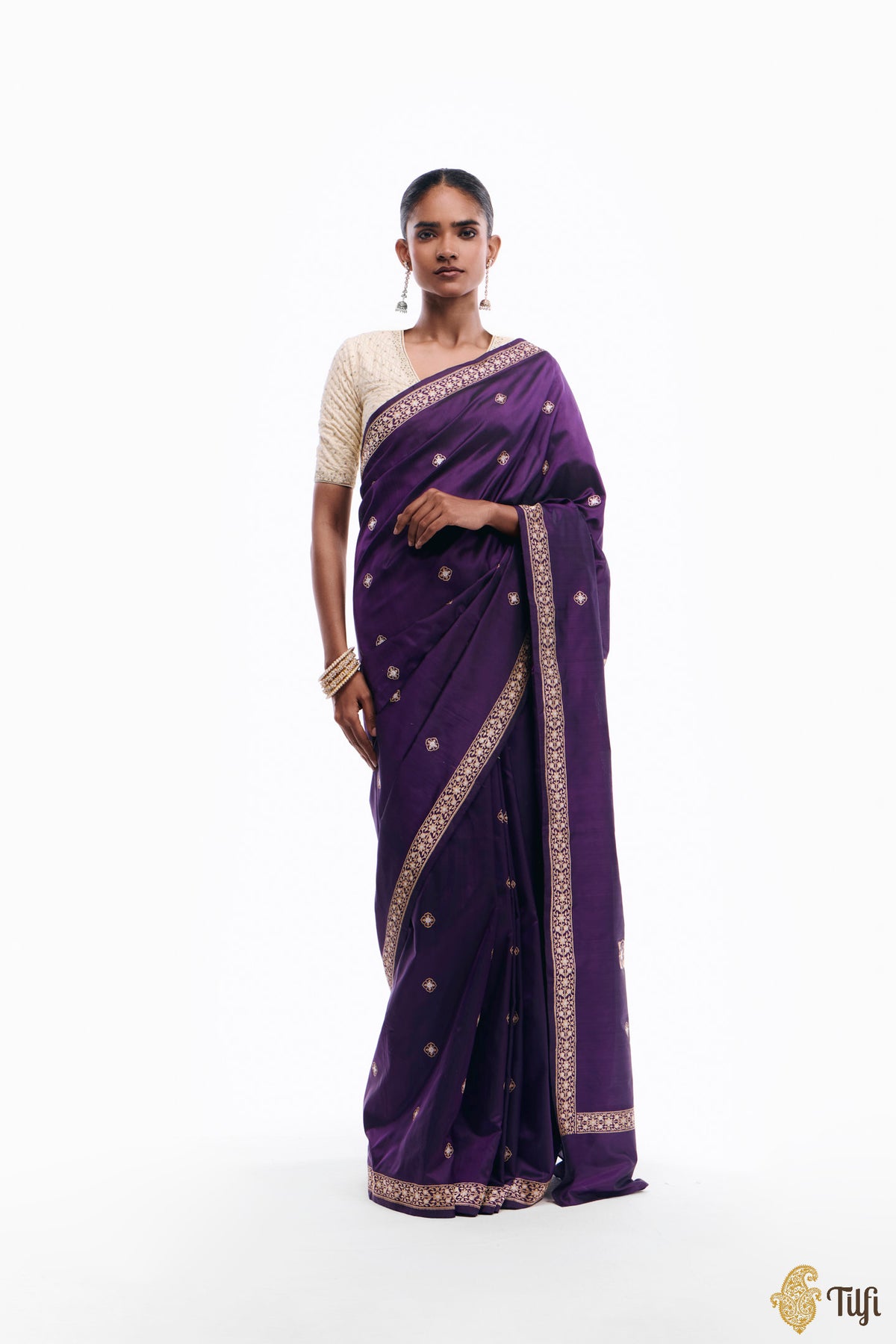 'Alaka' Purple Pure Katan Silk Banarasi Handloom Saree