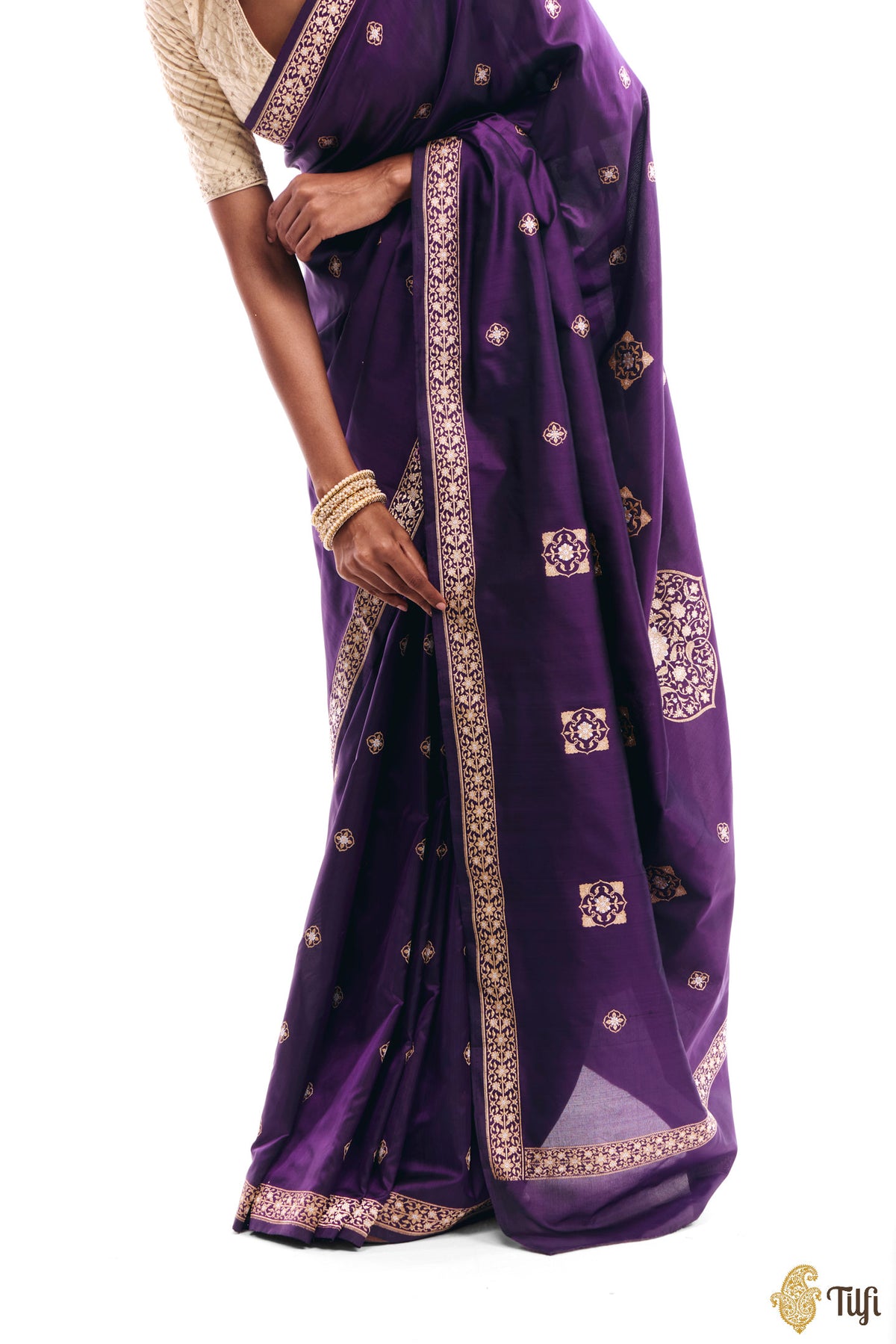 'Alaka' Purple Pure Katan Silk Banarasi Handloom Saree