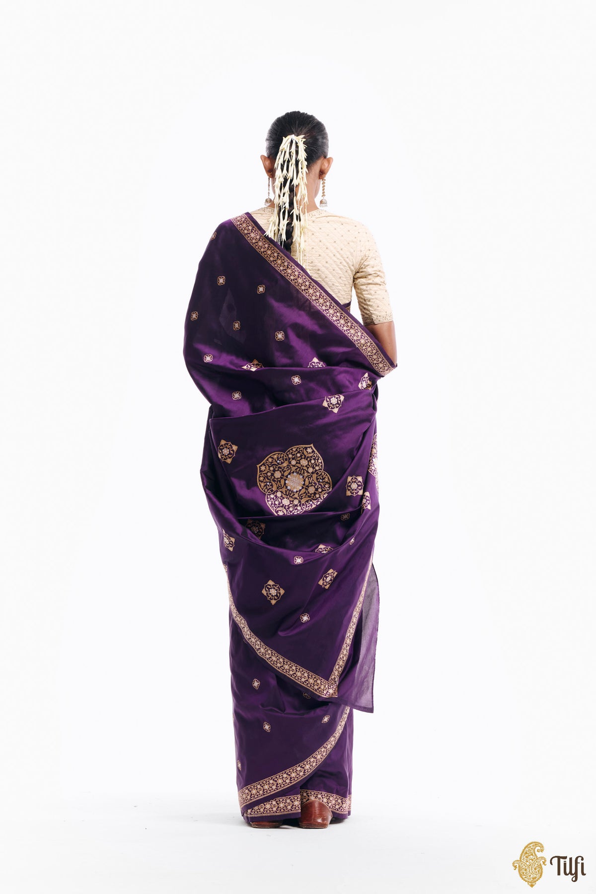 'Alaka' Purple Pure Katan Silk Banarasi Handloom Saree