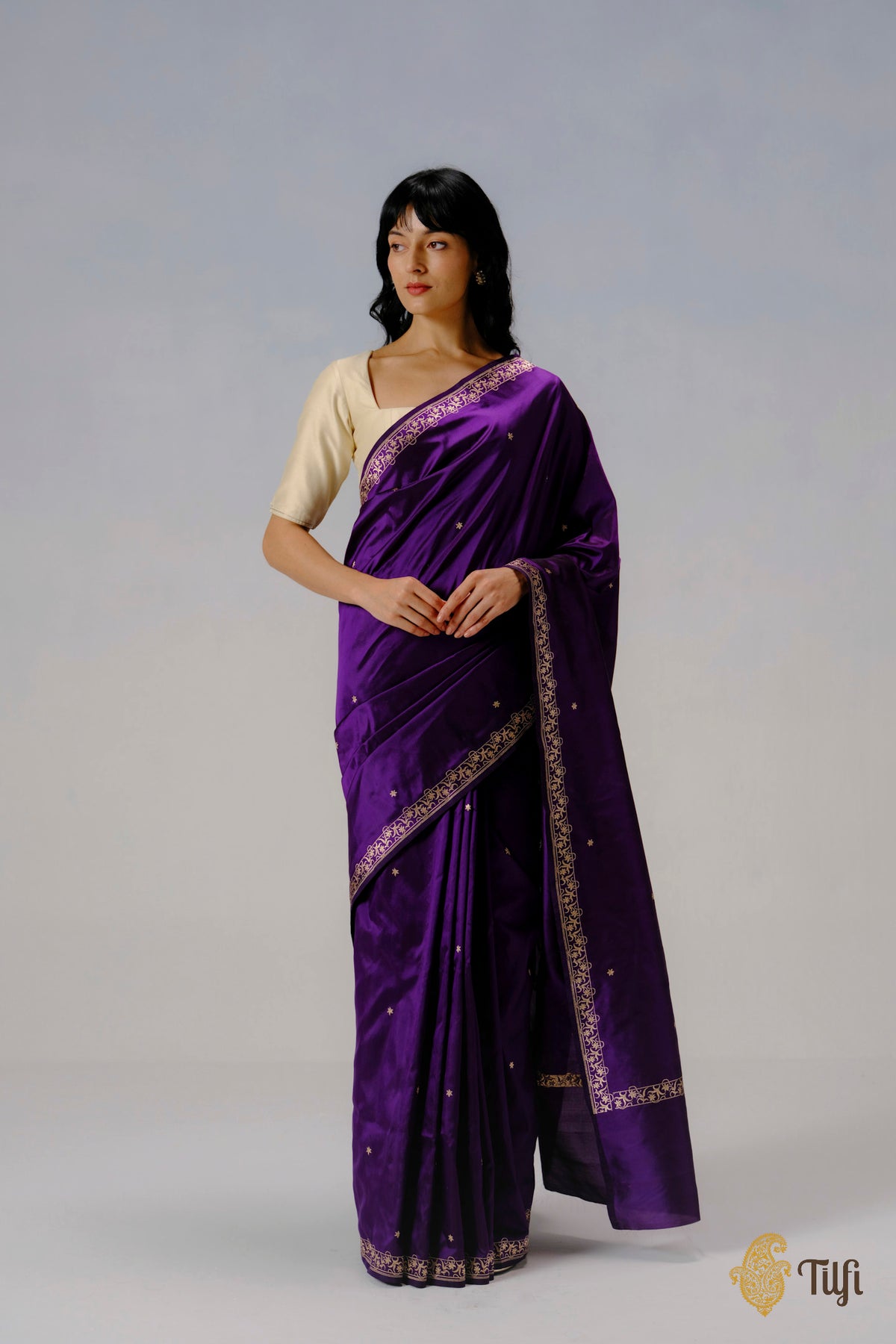 'Eria' Purple Pure Katan Silk Banarasi Handloom Saree
