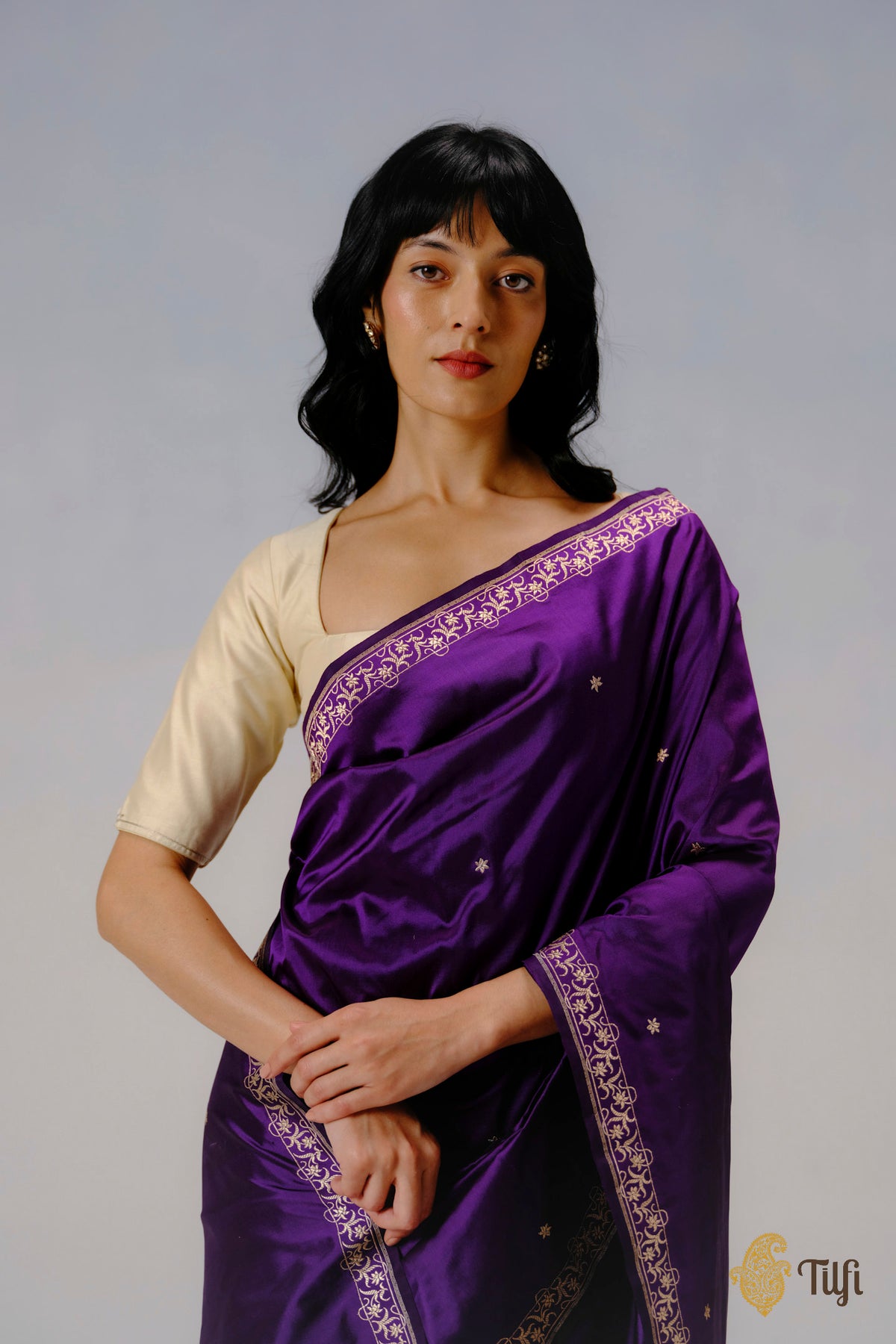 'Eria' Purple Pure Katan Silk Banarasi Handloom Saree