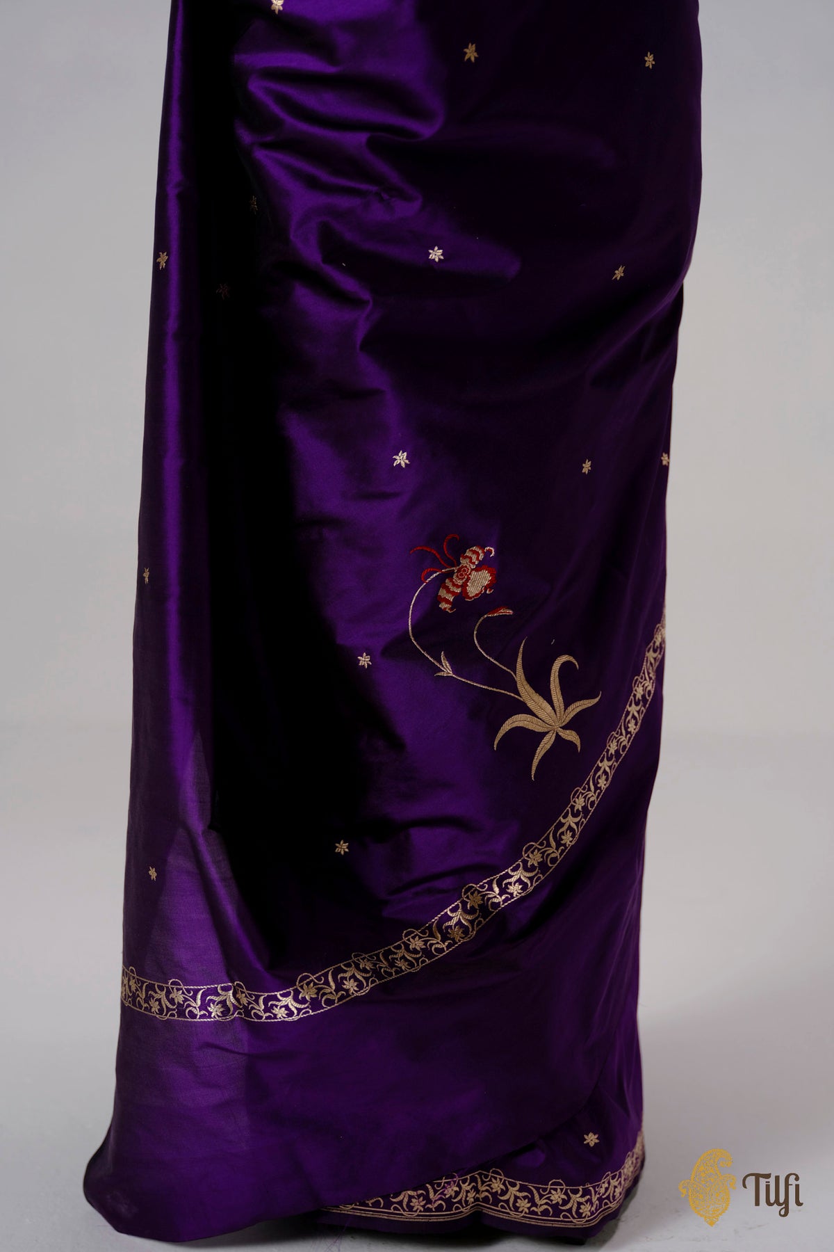 'Eria' Purple Pure Katan Silk Banarasi Handloom Saree