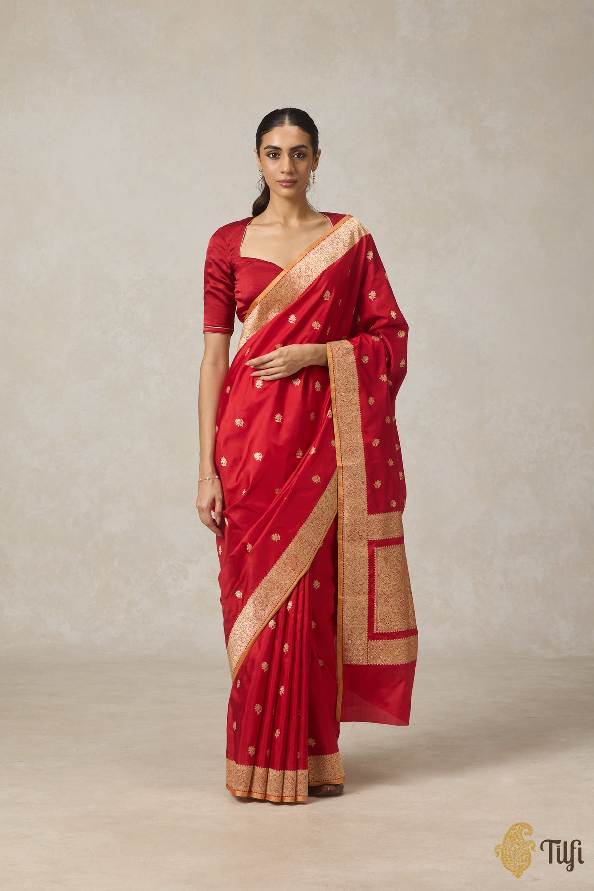 Red Pure Katan Silk Banarasi Handloom Saree