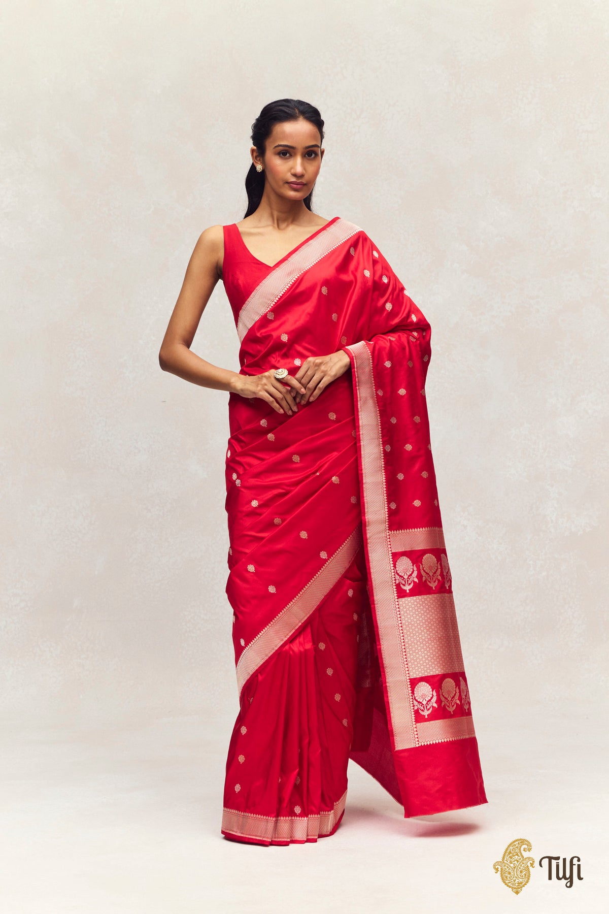 Red Pure Katan Silk Banarasi Handloom Saree