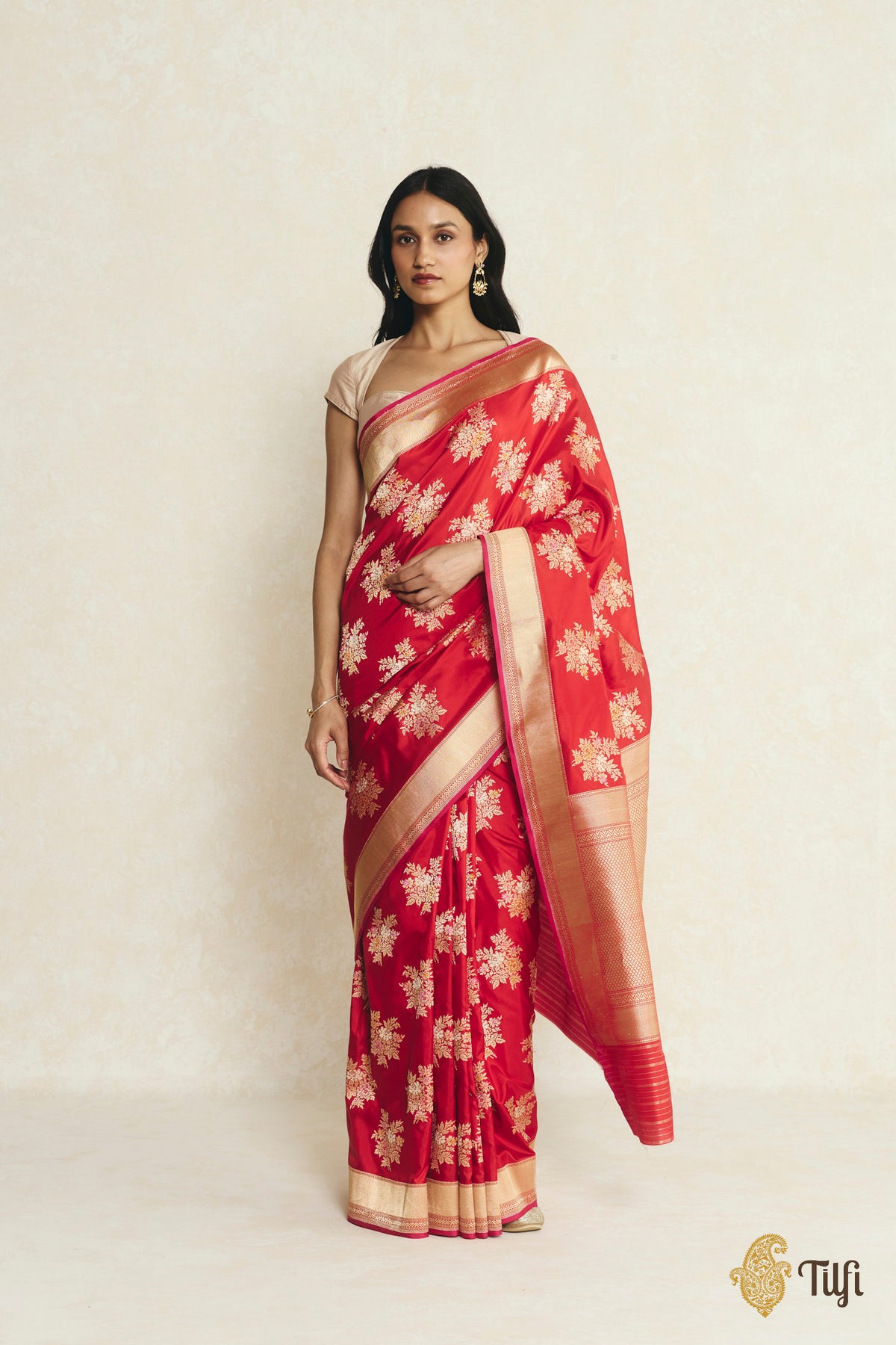 Red Pure Katan Silk Banarasi Kadwa Handloom Saree