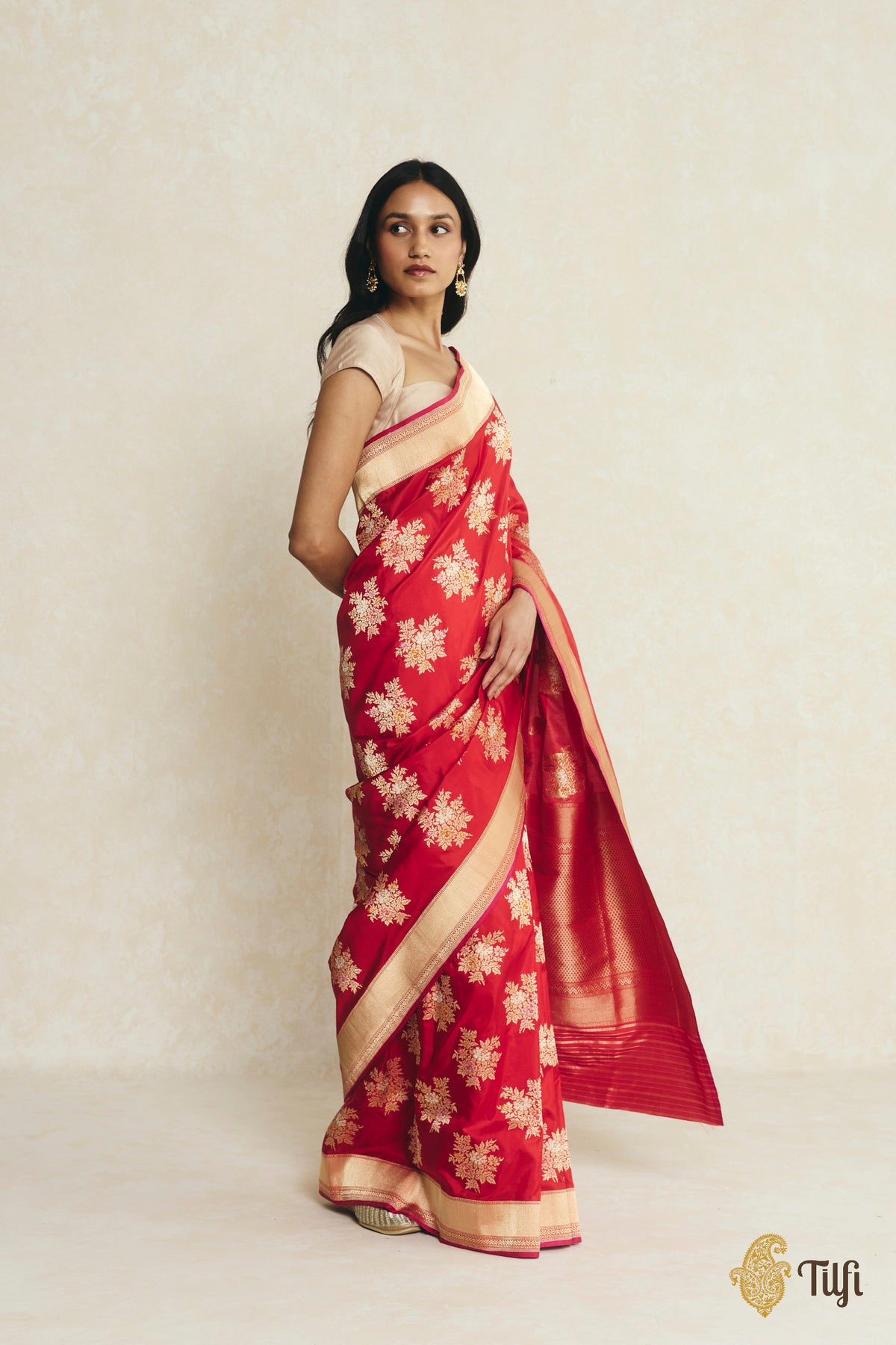 Red Pure Katan Silk Banarasi Kadwa Handloom Saree