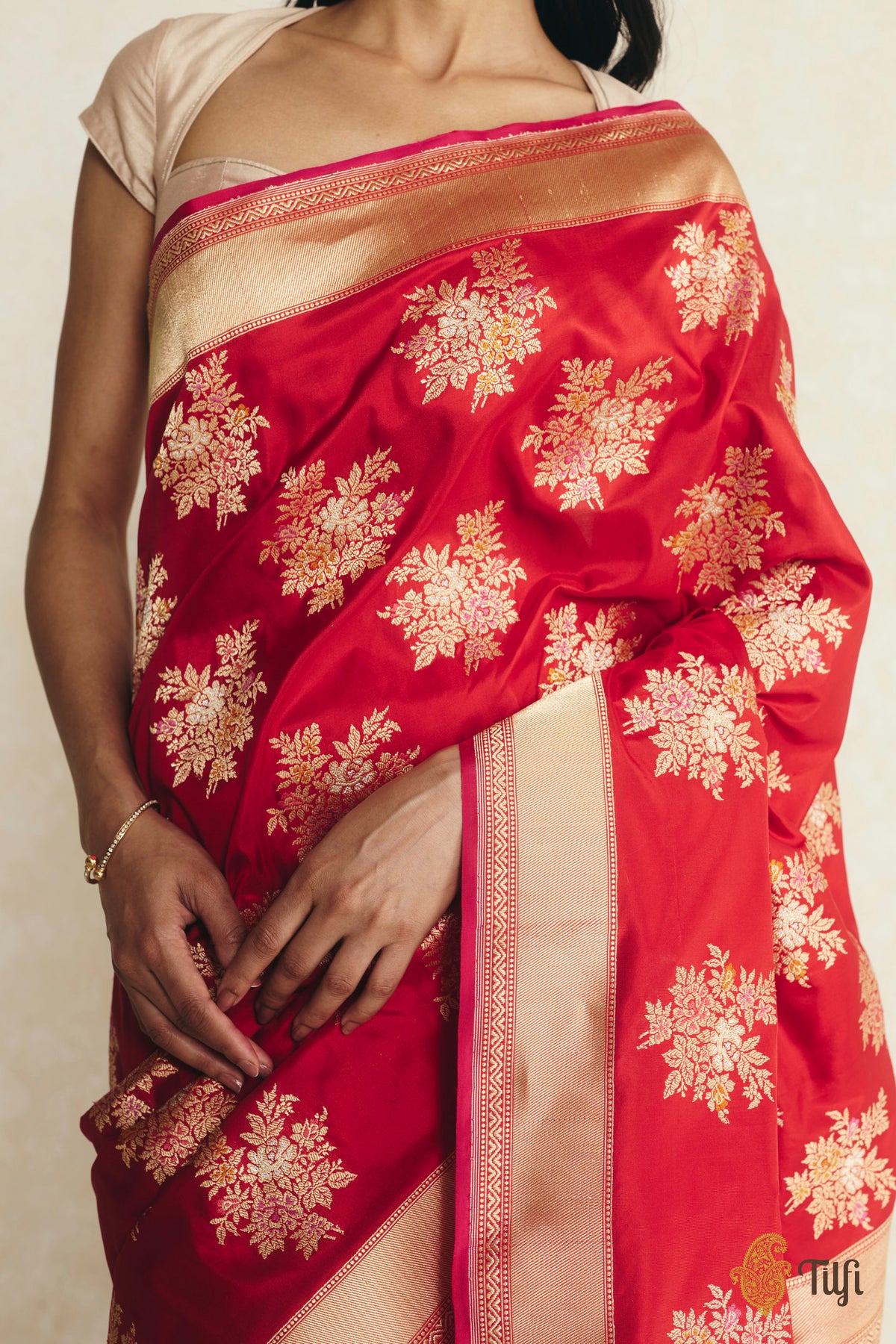 Red Pure Katan Silk Banarasi Kadwa Handloom Saree