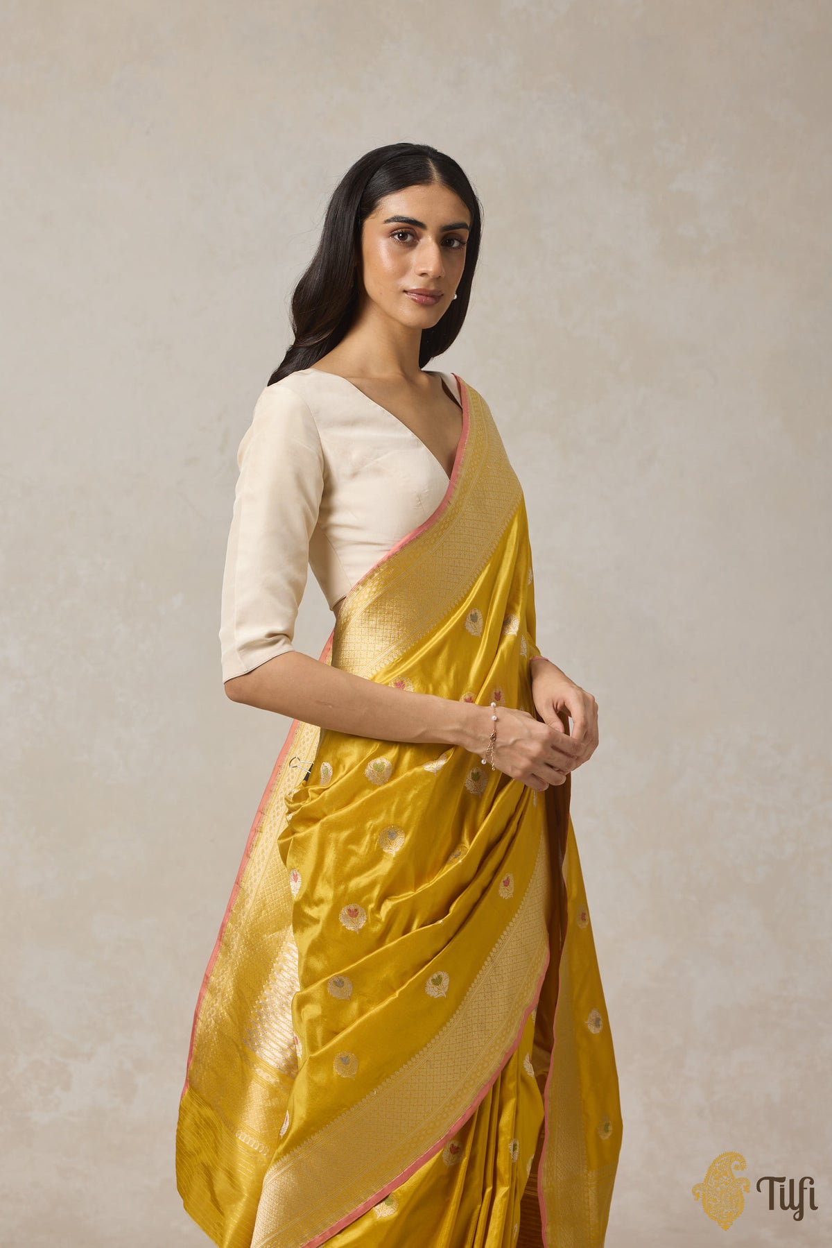 Mustard Yellow Pure Katan Silk Banarasi Handloom Saree