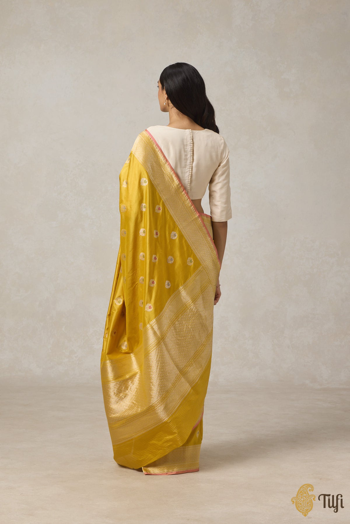 Mustard Yellow Pure Katan Silk Banarasi Handloom Saree