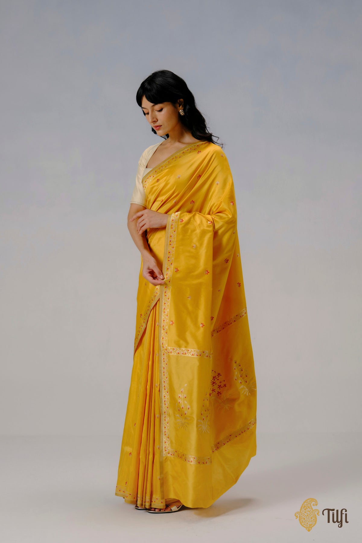 'Ada' Yellow Pure Katan Silk Banarasi Handloom Saree